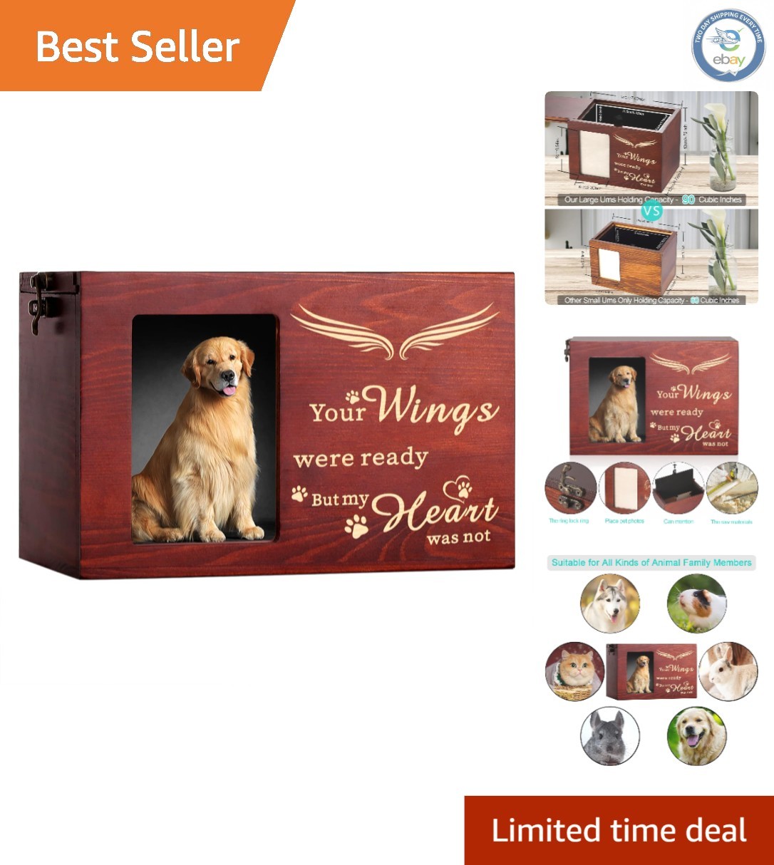 Elegant Large Pet Memorial Urn for Dog or Cat Ashes – Personalized Keepsake Box