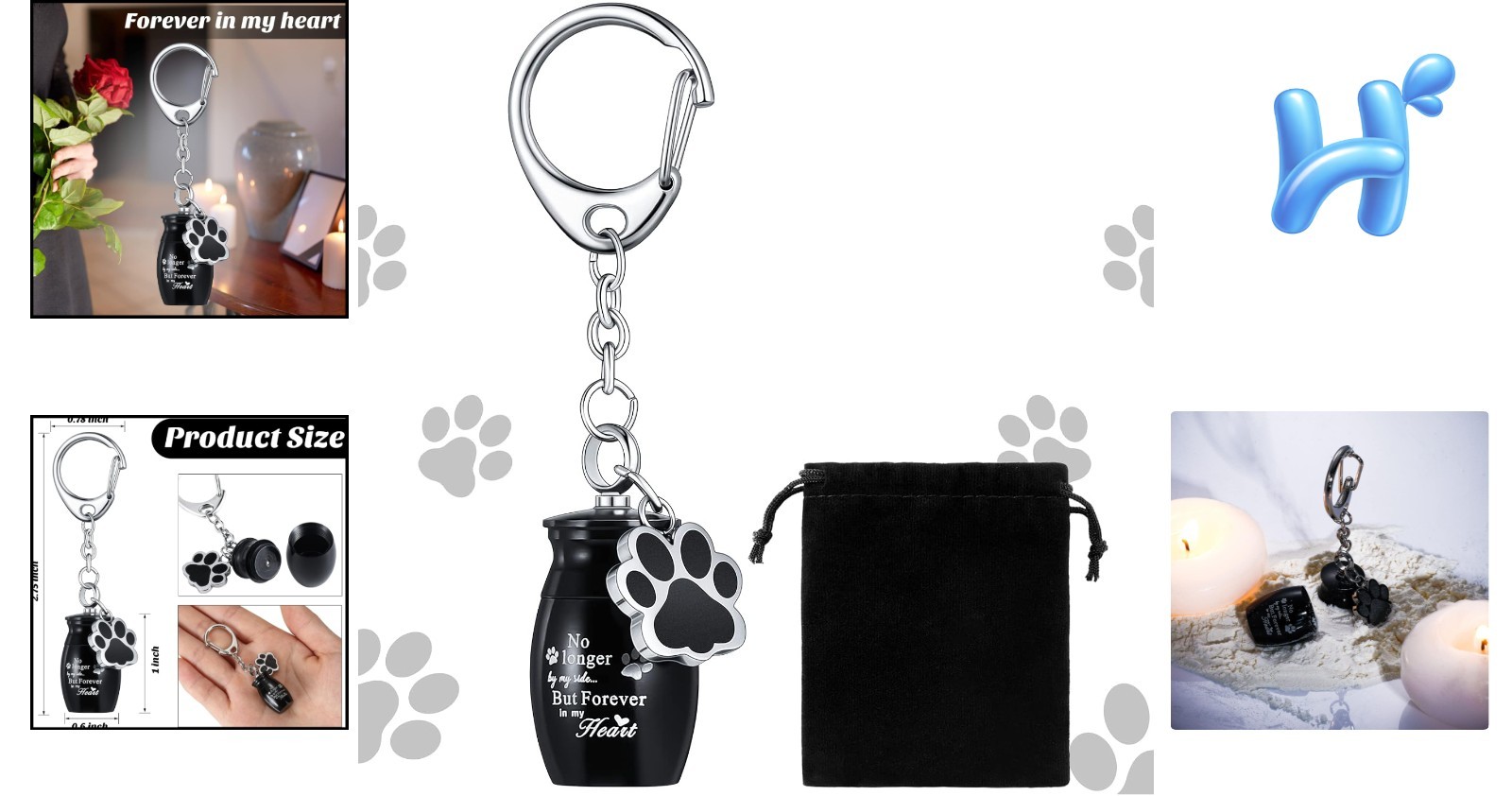 Pet Ashes Keychain with Beautiful Paw Design – Durable Stainless Steel Keepsake