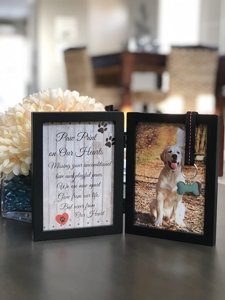 tPawprints Remembered Pet Memorial 5″x7″ Picture Frame for Dog or Cat with Ri…
