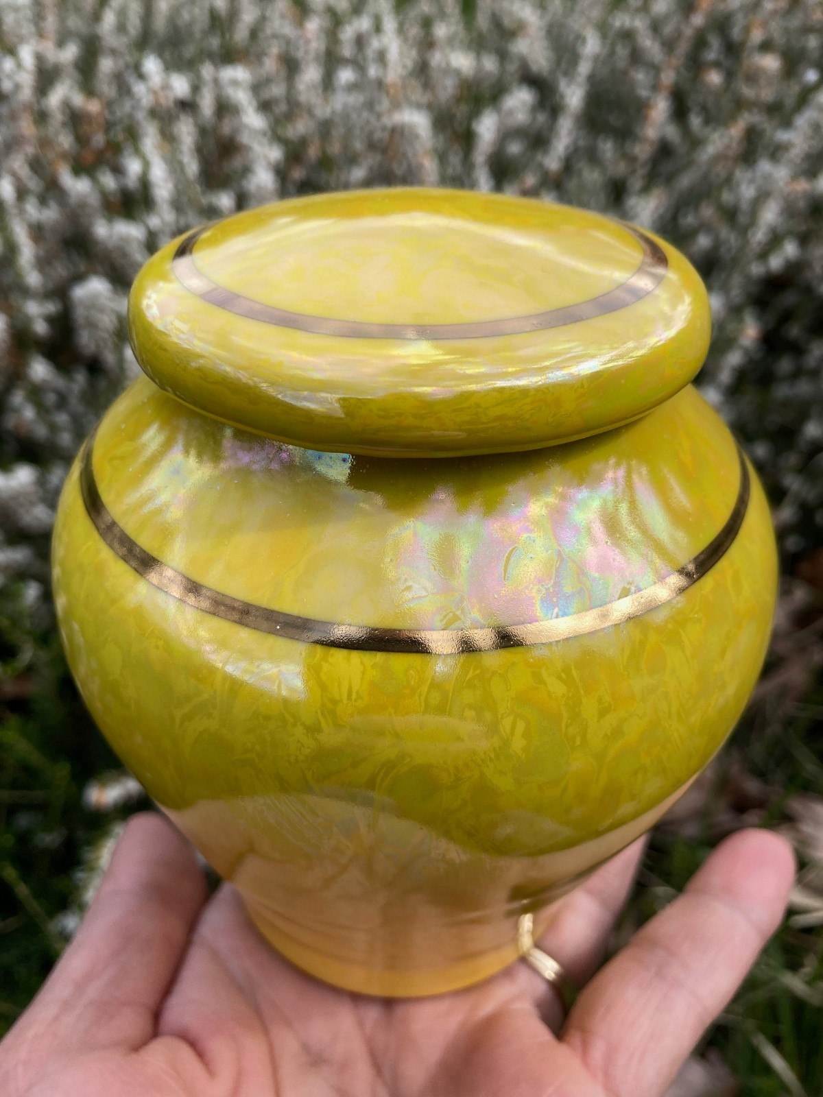 Handmade Ceramic Cremation Urn in Royal Purple, small size for pet ashes, 50 ci