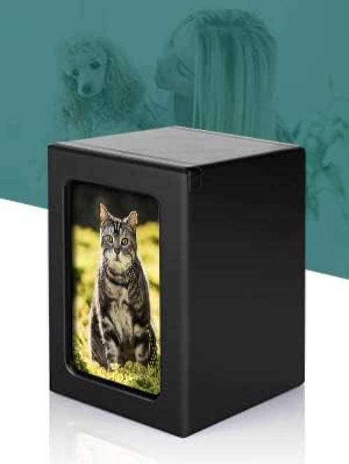 Elegant Wooden Pet Cremation Box with Photo Frame – Large for Pets Up to 80 lbs