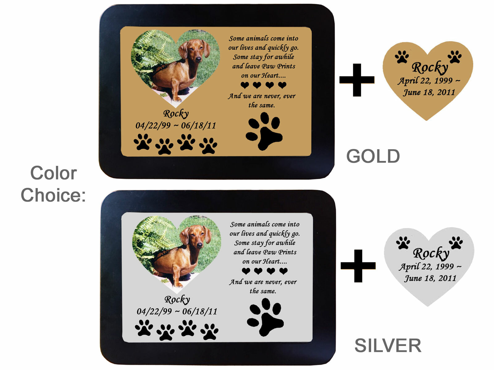 Pet Memorial Frame + Heart Name Plate – Personalized Engraved Dog Cat Any Pet