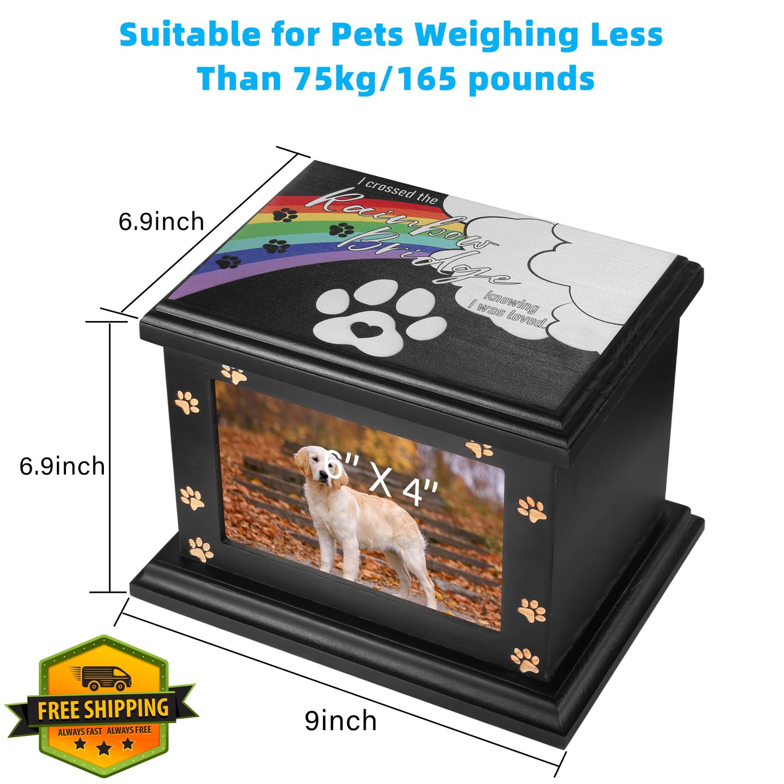 Pet Memorial Urns for Dogs or Cats Ashes, Large Wooden Funeral Pets Memorial …