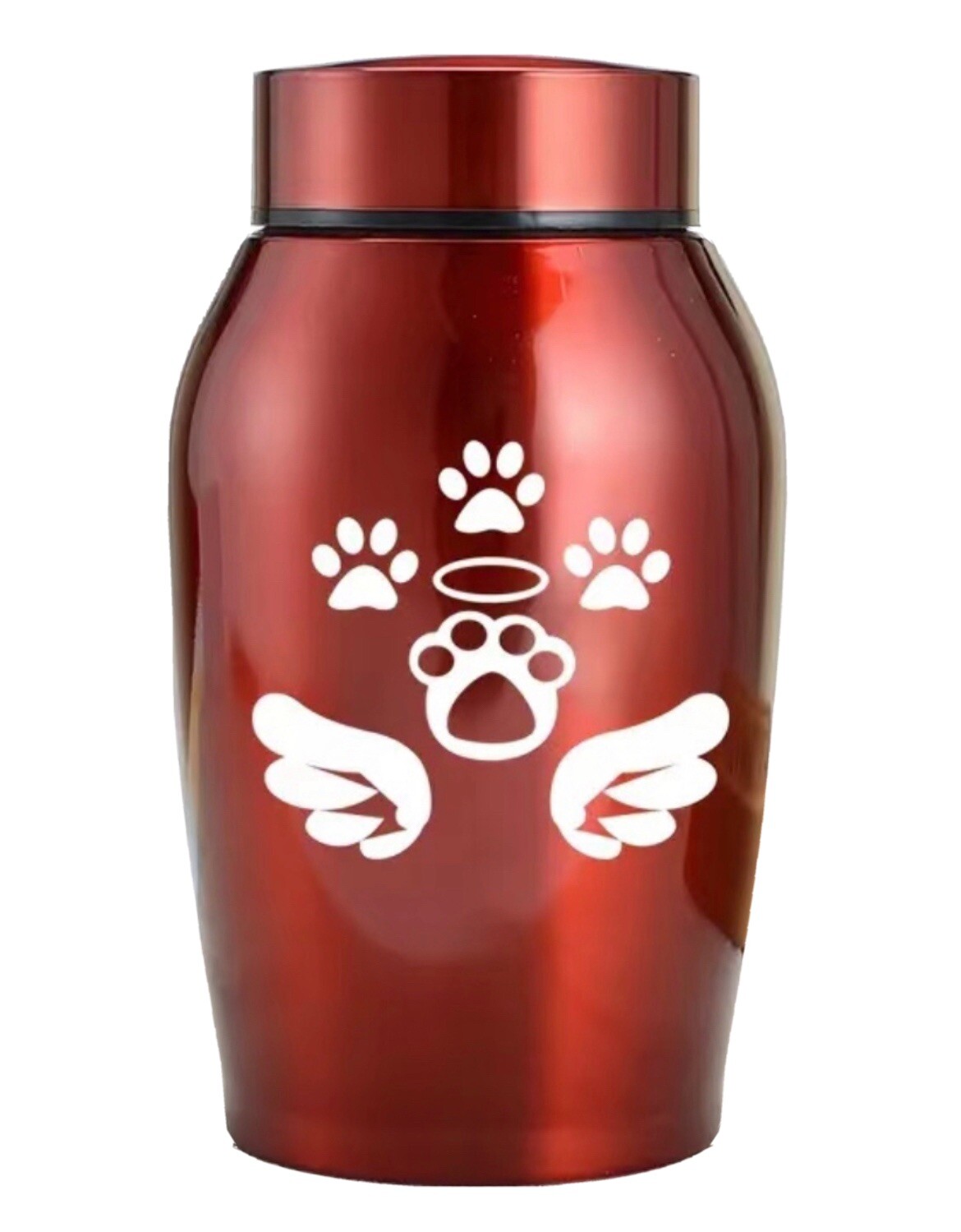 Red & Silver Paw Prints Pet Cremation Urn for Cats, Dog, any other loved one.