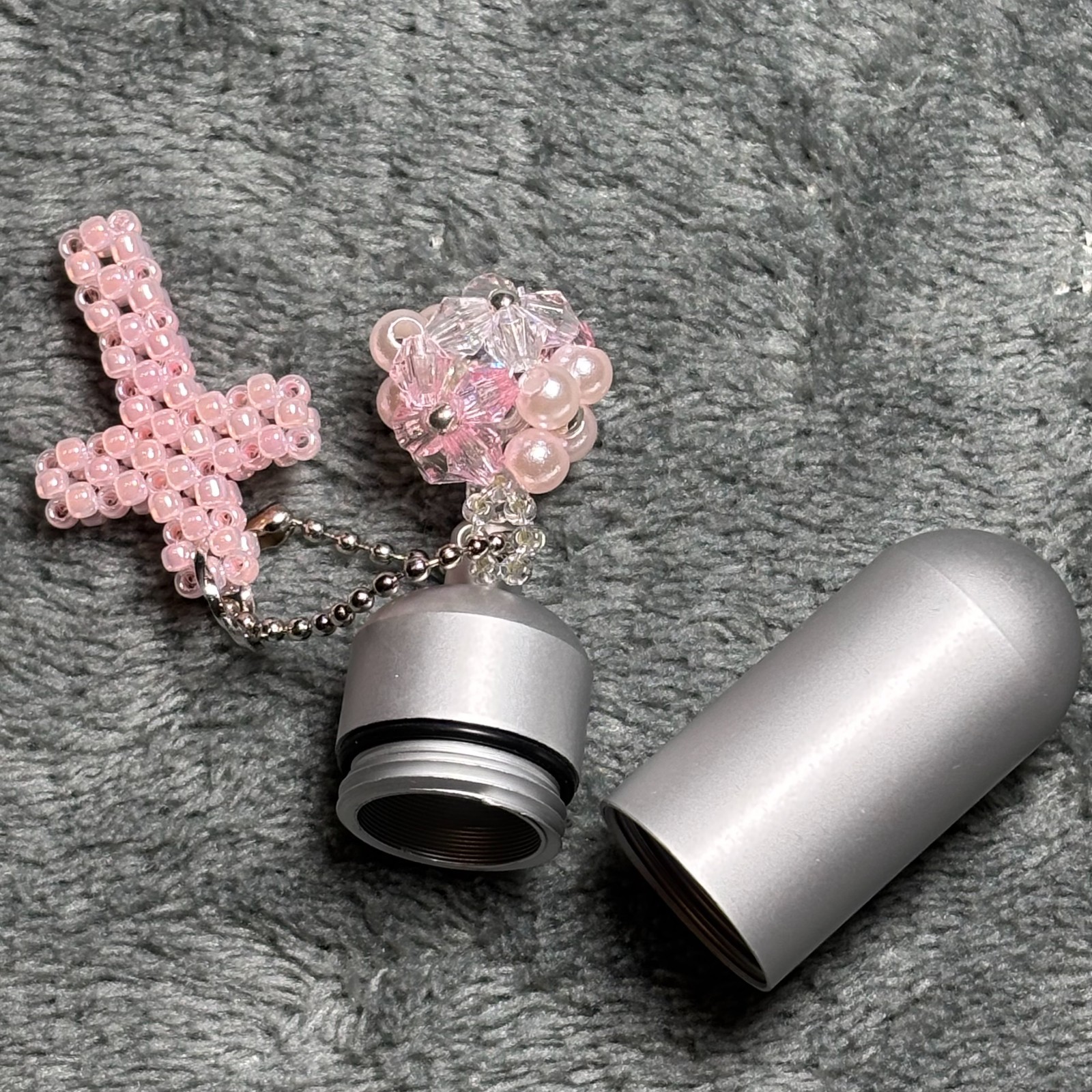 Cremation Ashes Keychain – Cremation Keepsake(pink cross and pink ornaments)