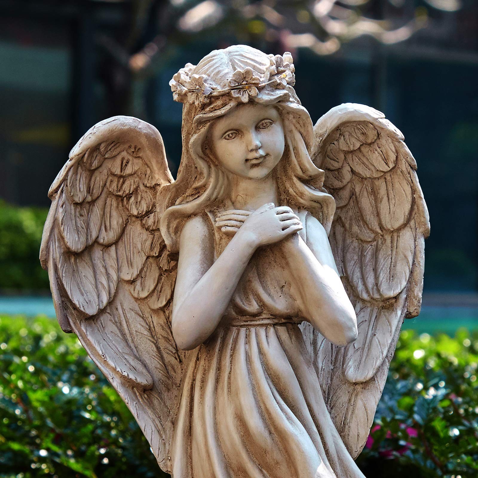 Garden Angel Figurines, Light Up Praying Angel Statues Outdoor Statue with So…