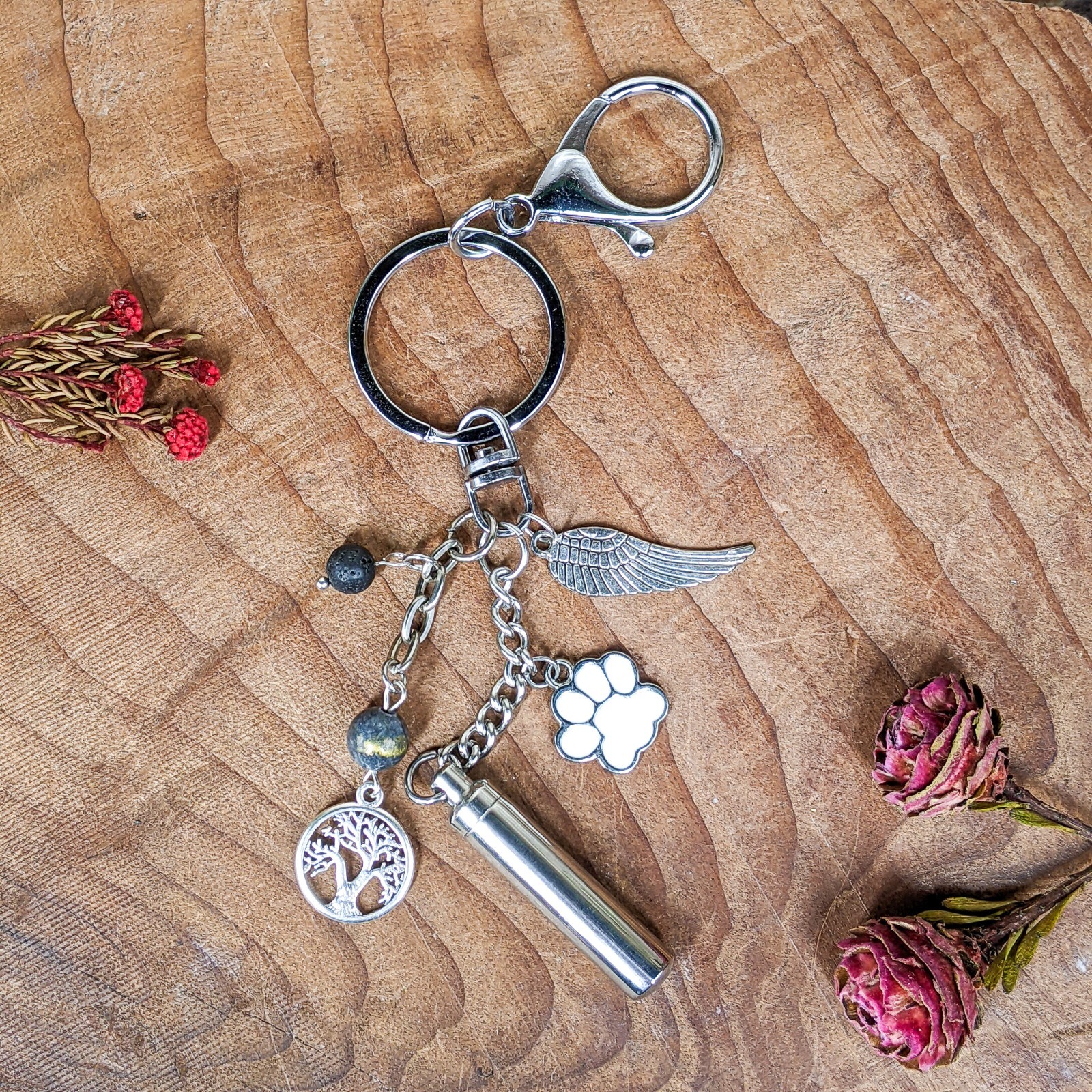 Pet Urn Keychain Ring One of a Kind Ashes Cremation Keepsake Memorial Beautiful