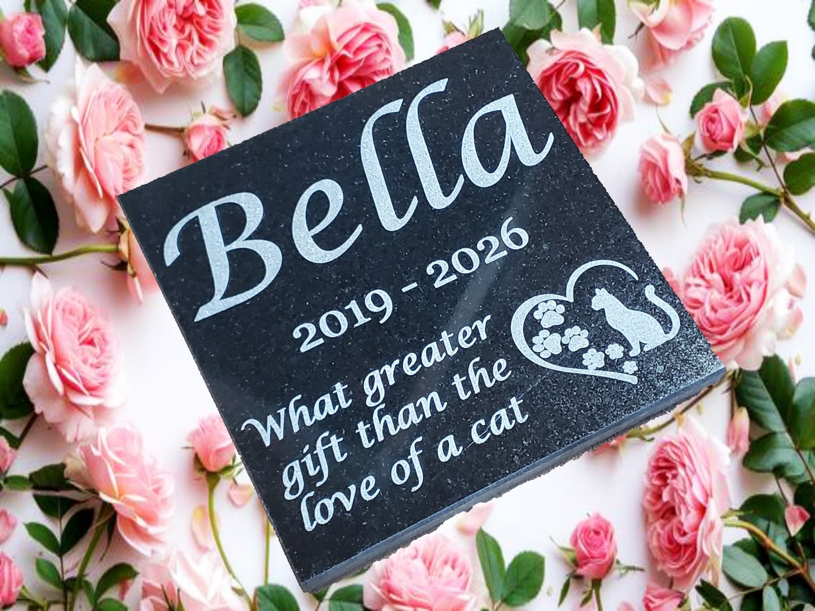 Cat Loss Grave Marker Headstone Garden Pet Memorial Burial Stone Plaque d11