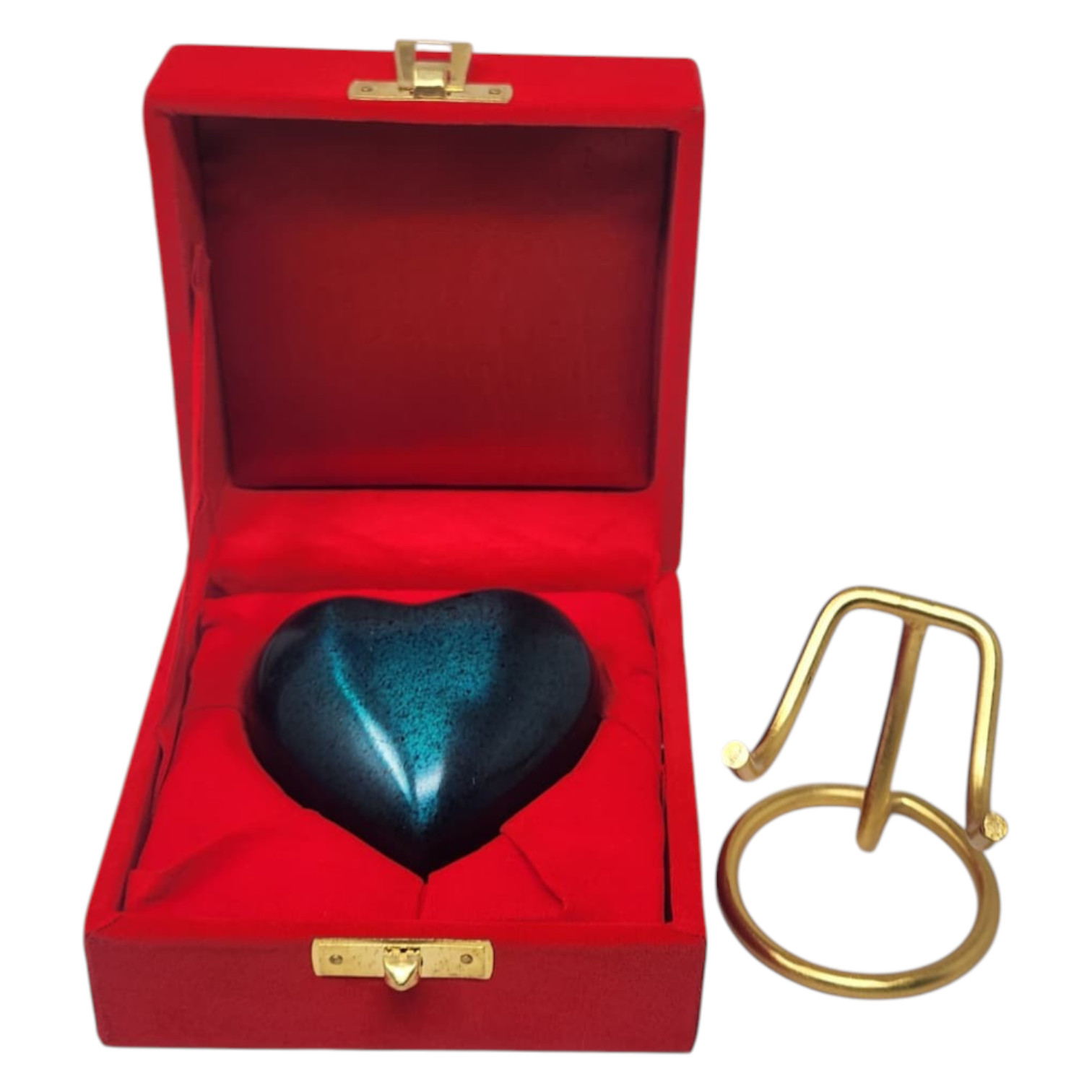 Personalized Mini Heart Cremation Urn for Ashes with Stand Velvet Box