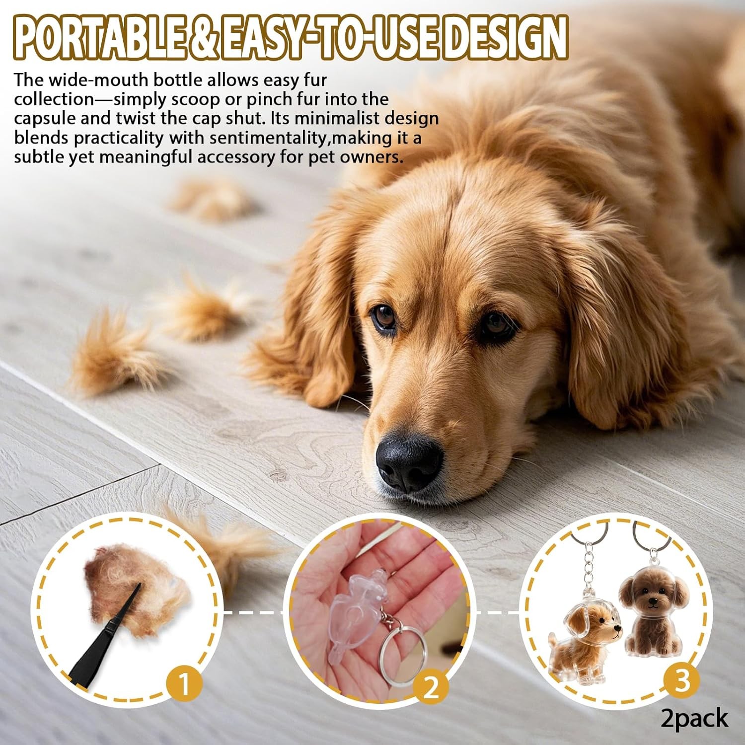 Dog Hair Memorial Keychain Pet Keepsake Storage Box 2 Pack Gift for Loss