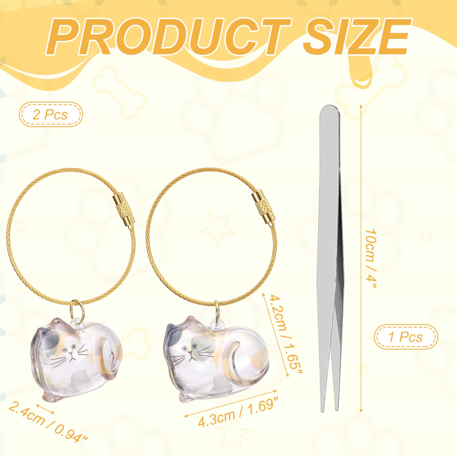 2Pcs Cat Hair Collector Keychain with Tweezers Style 7