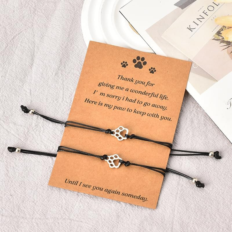 Memorial Gifts Bracelet for Pet Loss of Dog Sympathy Gift Paw Print Friendship B