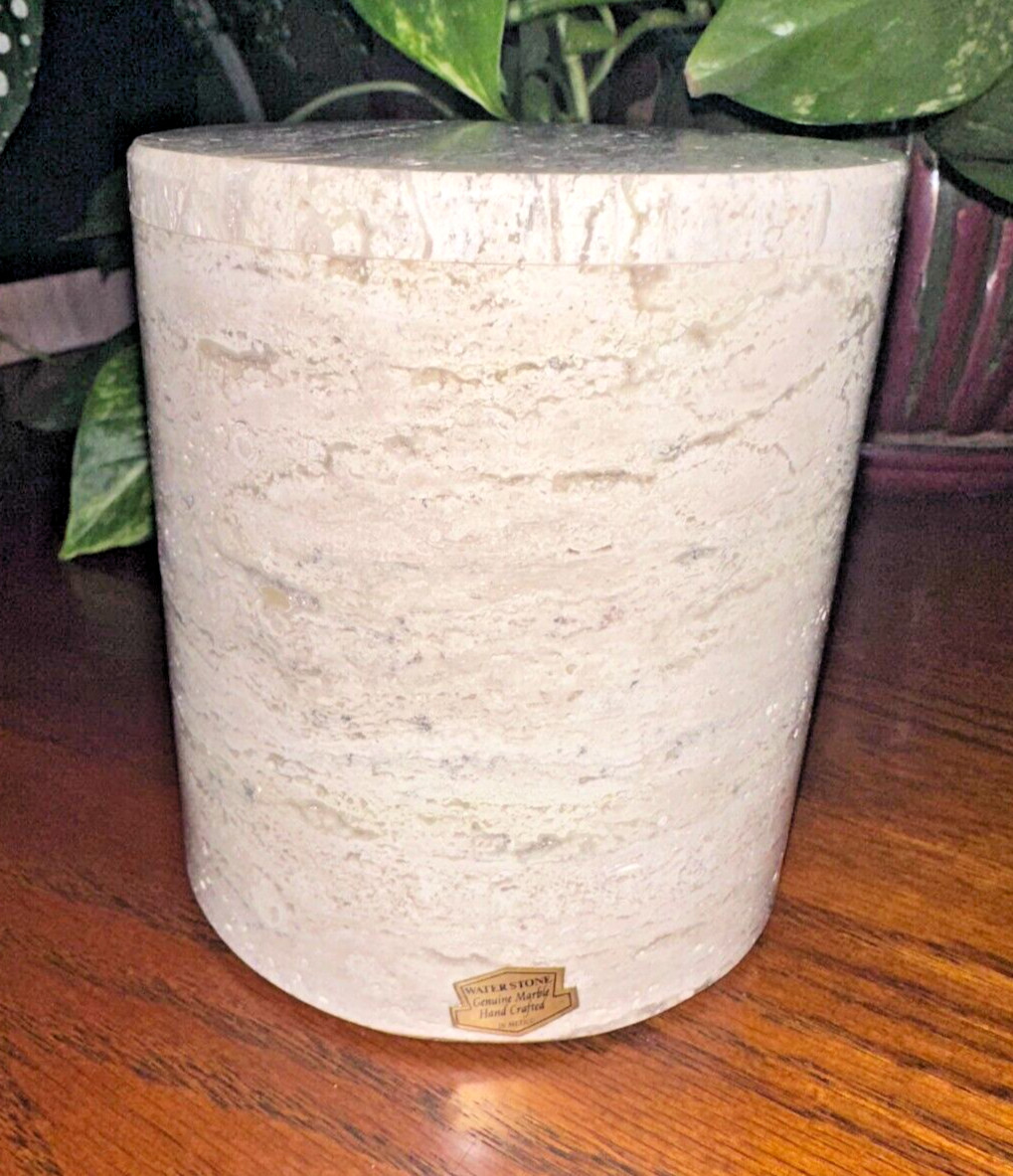 Natural light travertine marble pet urn memorial dog cremains handmade round
