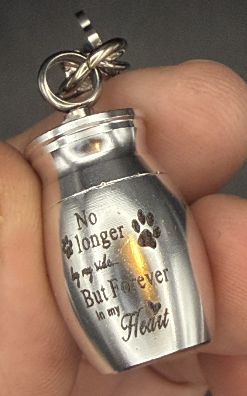Dog Cat Pet Cremation Ashes Urn Key Chain Keepsake Paw Print Memorial Jewelry
