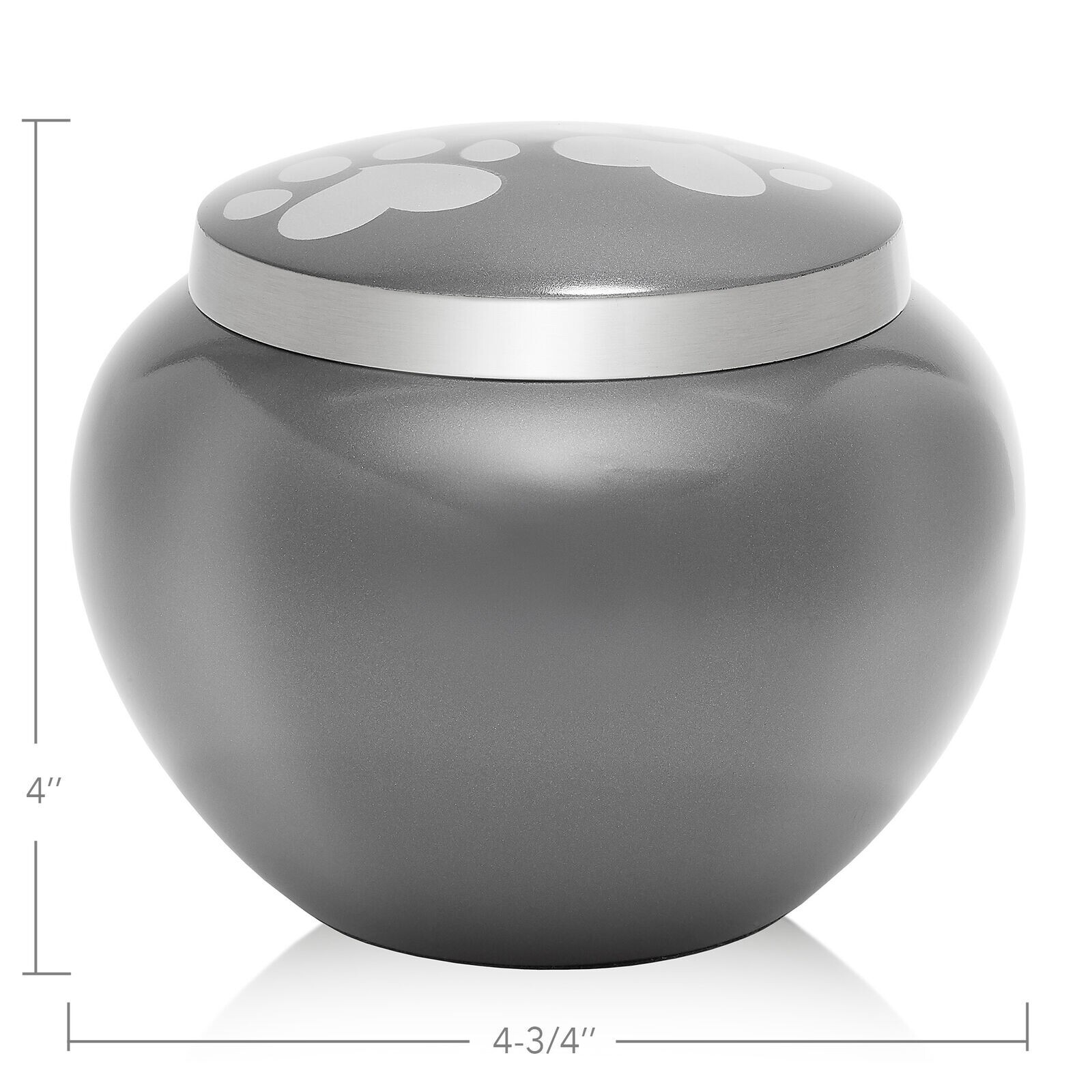 1) Pet Memorial Cremation Urn Paw Print – Gray/Silver – Dog Cat Ashes – Reminded