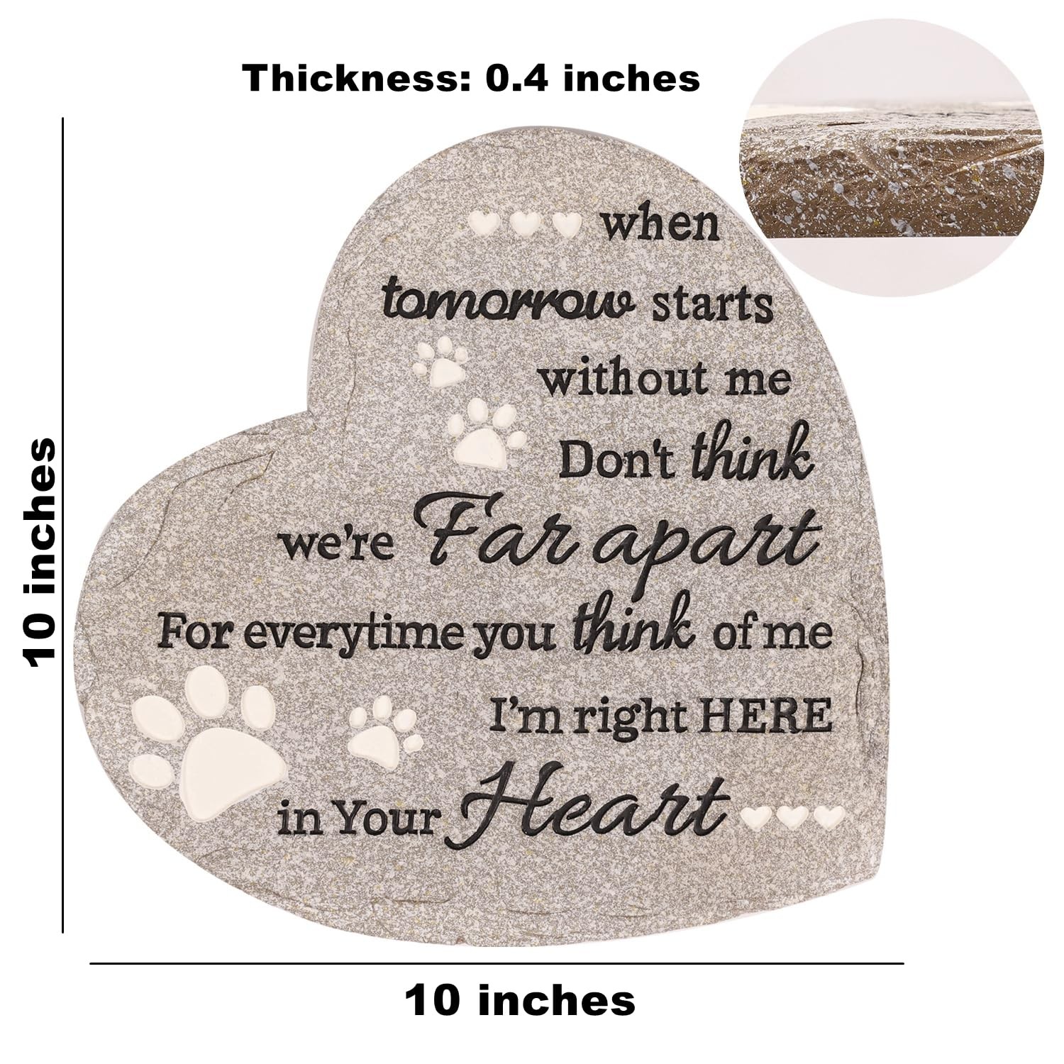 Pet Memorial Stone for Dogs and Cats HeartShaped Sympathy Gift