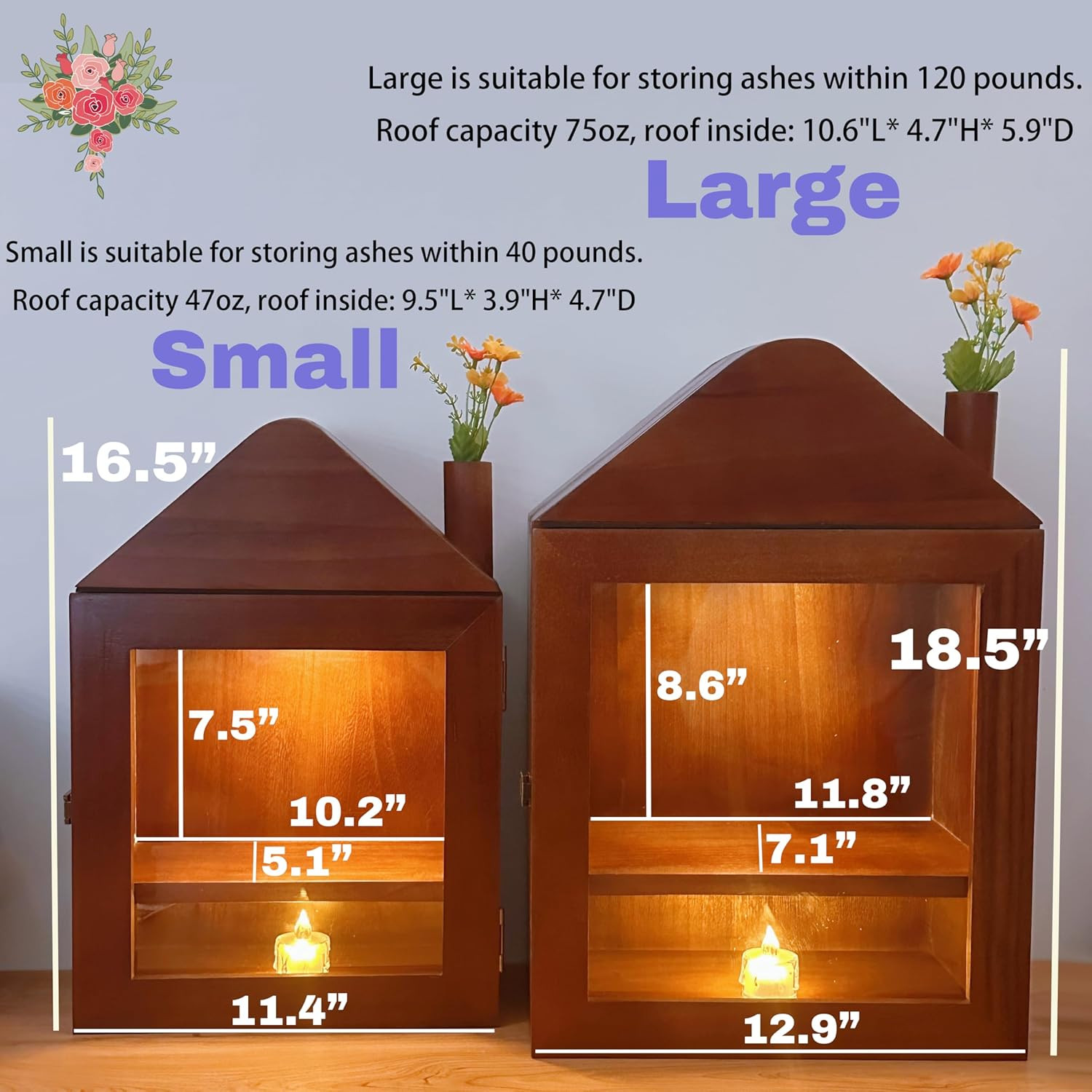 Handmade Pet Ashes Cabin Home, Pet Urn for Dogs,Cats,Birds,Rabbits,Shadow Box fo