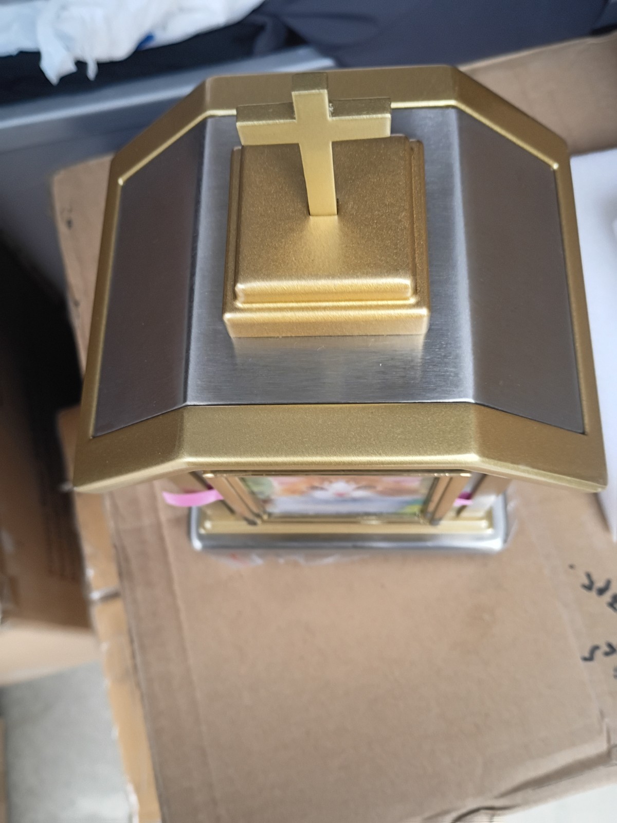 Pet Urn Metal Silver and Gold Color Dog Or Cat Cremation Urn