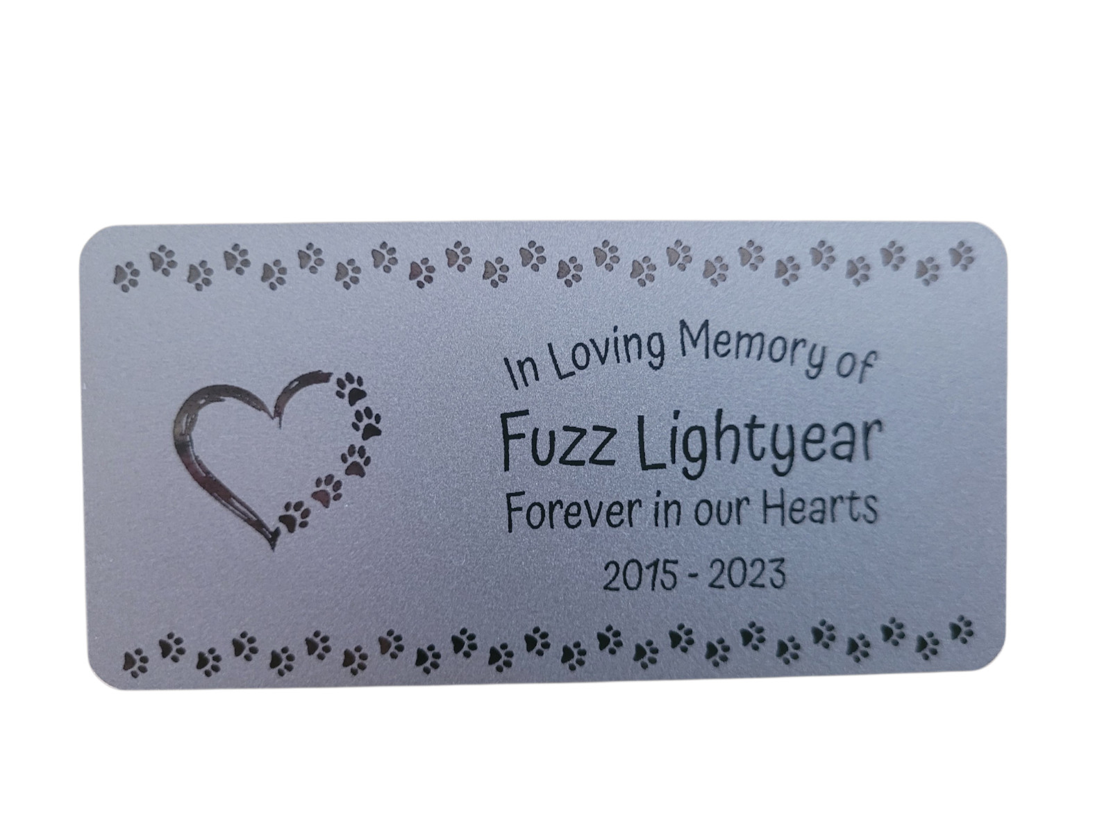 Pet Memorial Paw Print Plaque, 2″x4″ Aluminum, Cat Tribute, Rainbow Bridge