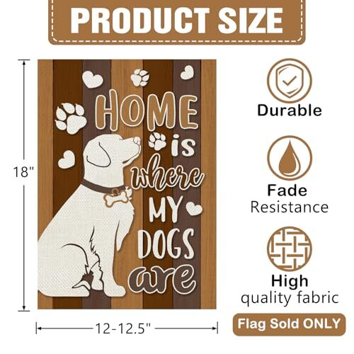 Decorative Garden Flag, Pet Paw Print Yard 12″ x 18″ Home is Where My Dogs are