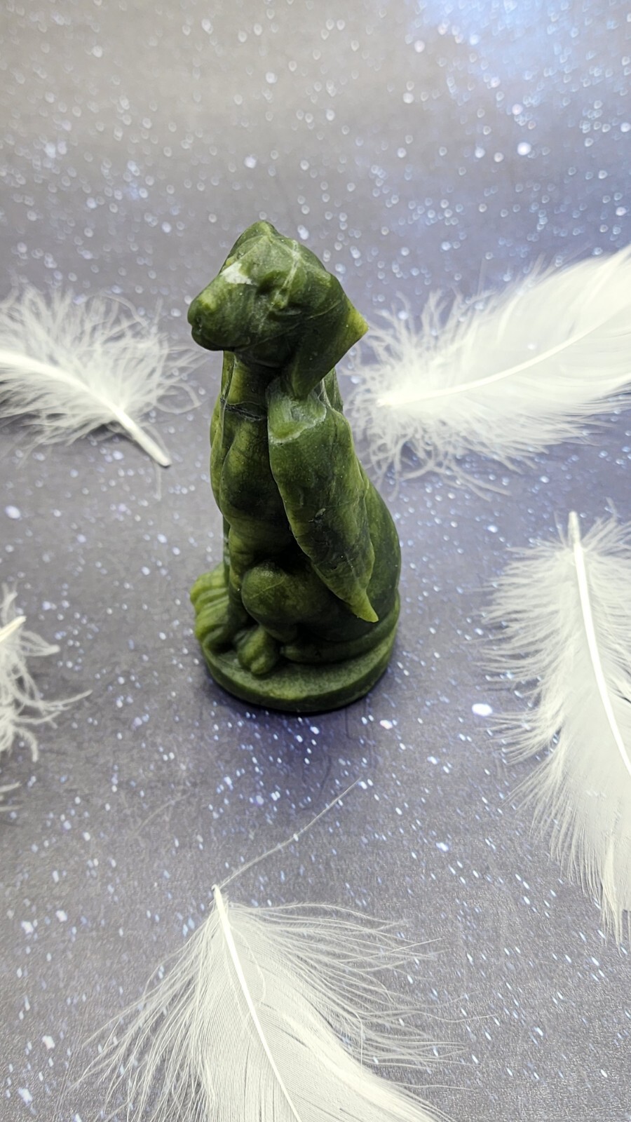 Xiuyan Jade Winged Angel Dog Pet Memorial, Pet Loss Gift, Gemstone Carving