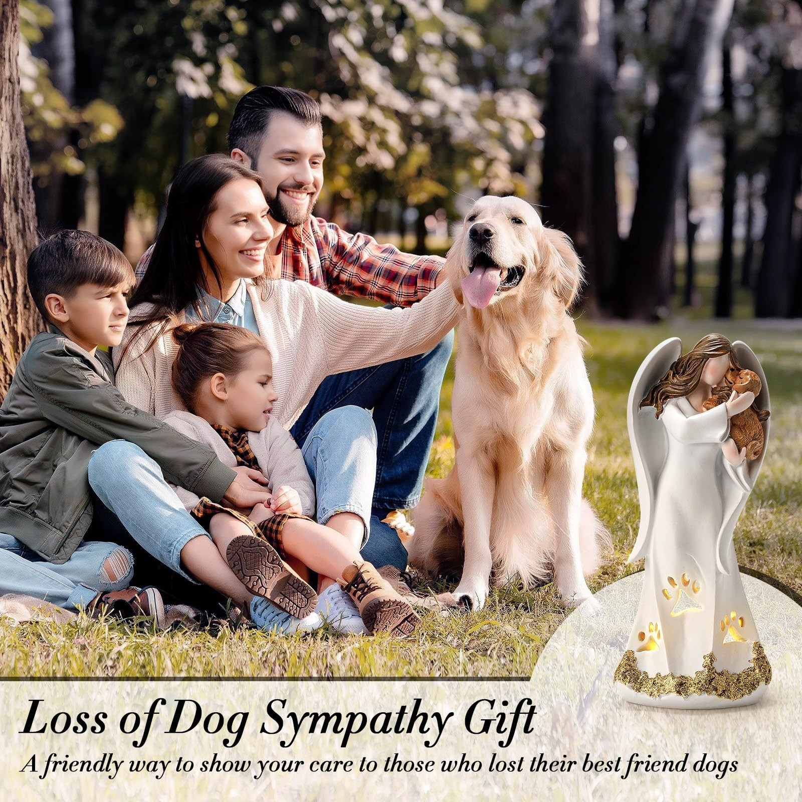 INLOMEM Dog Memorial Gifts for Loss of Pet, Hand-Sculpted Sympathy Gifts (Whi…