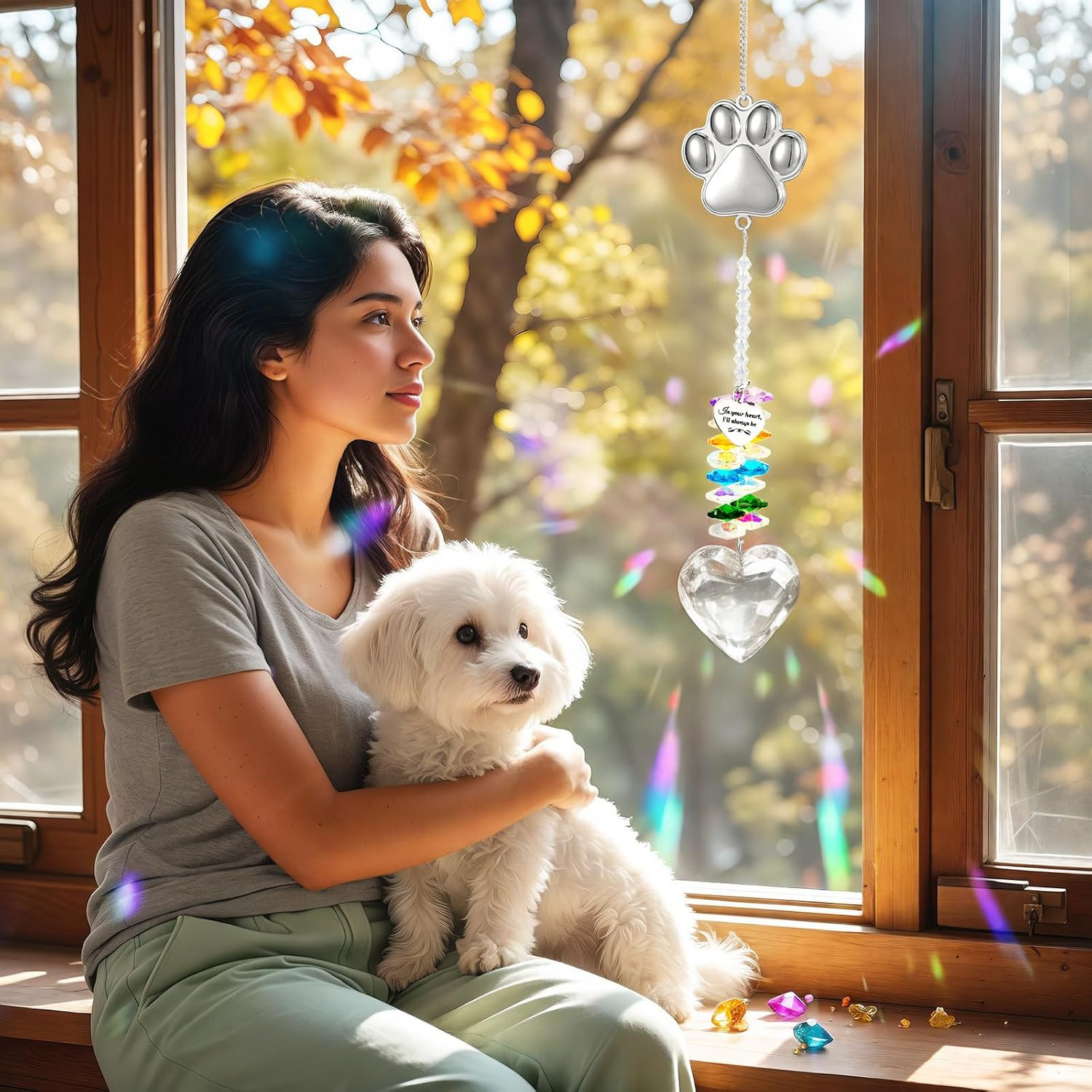 Pet Memorial Suncatcher with Paw Print – Thoughtful Loss Gift for Dog & Cat