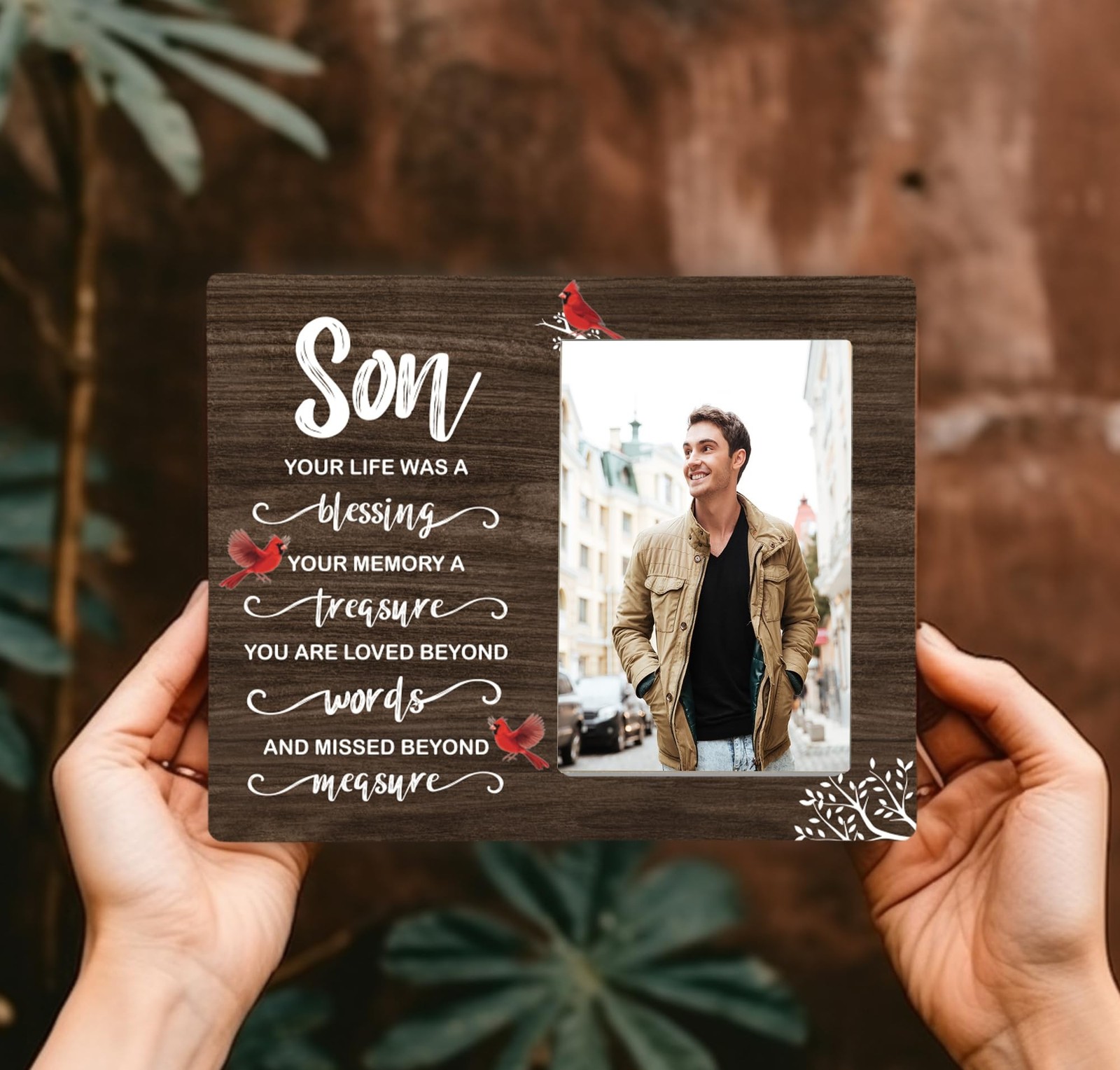 Son Memorial Wooden Picture Frame, In Loving Memory Remembrance Photo Frame G…