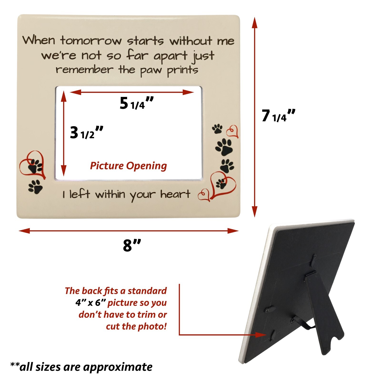 Pet Memorial Photo Frame – When Tomorrow Starts Without Me Sentiment #2379