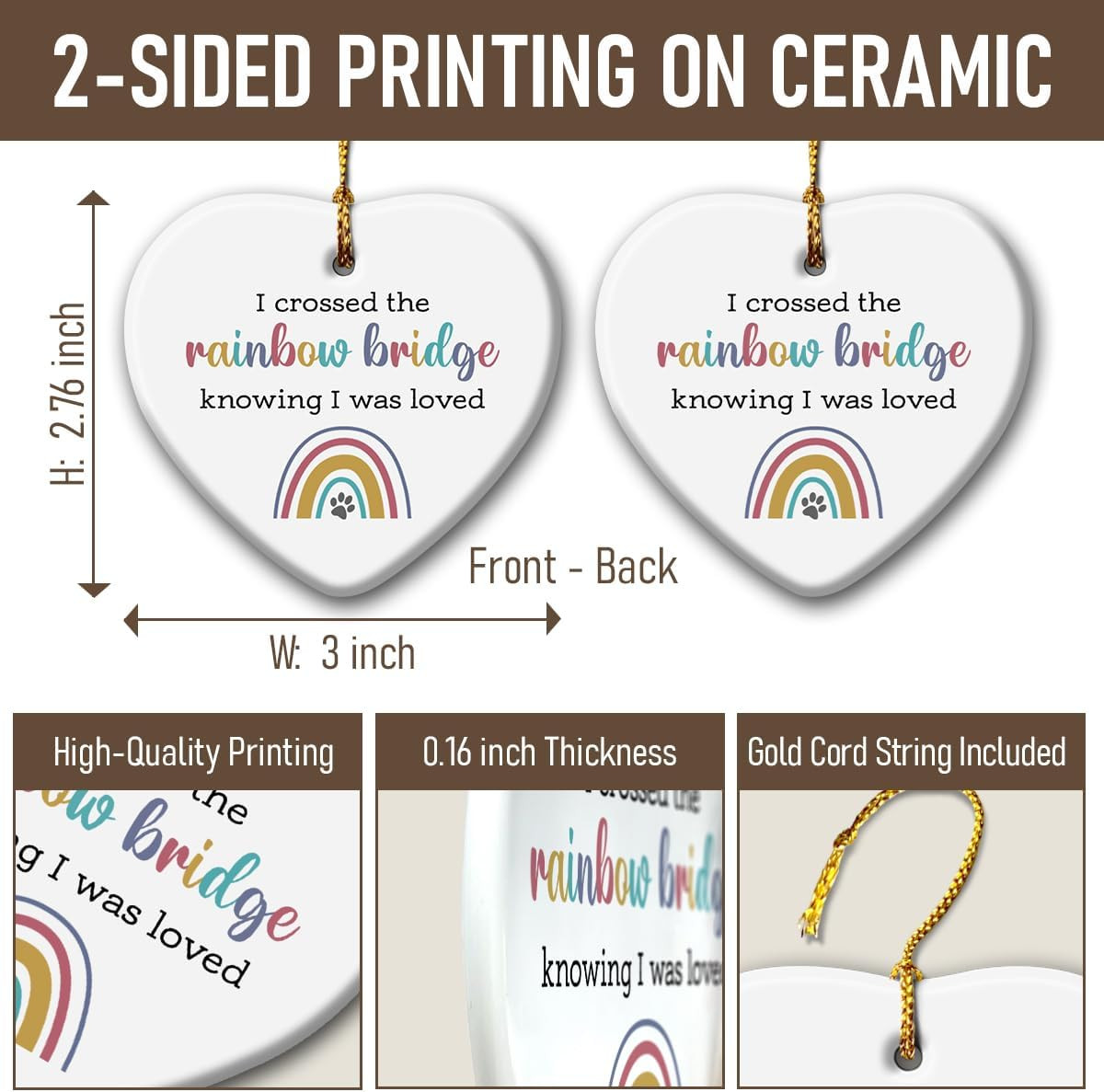 Rainbow Bridge Pet Memorial Ornaments, Cat/Dog Memorial Gifts for Loss of Dog –