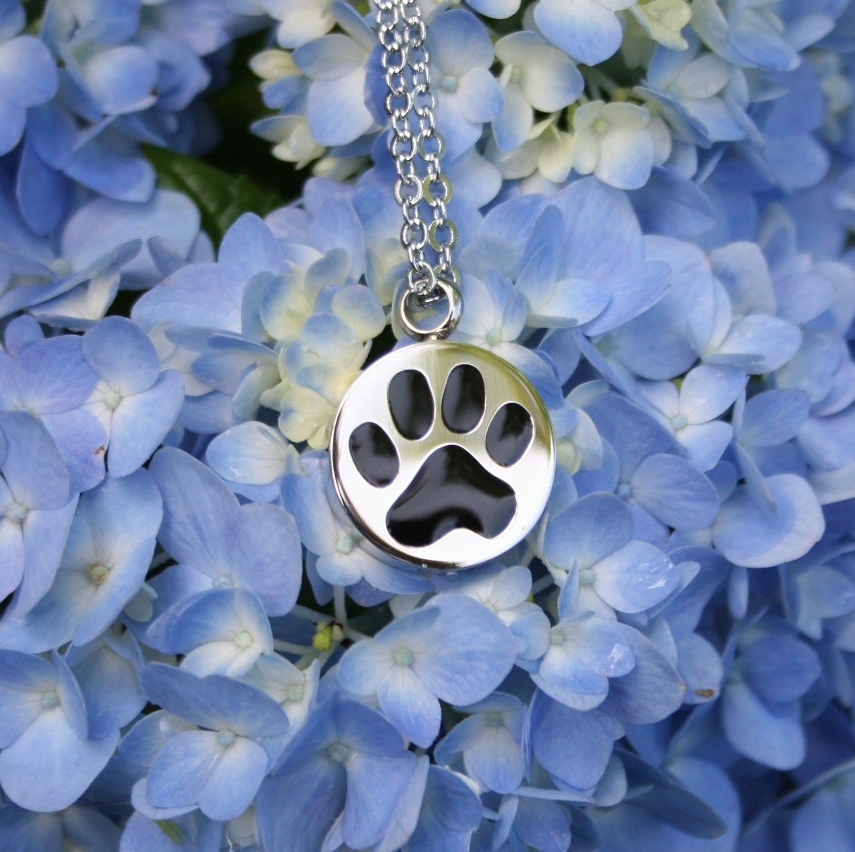Paw Print Cremation Necklace Jewelry Pendant Urn for Ashes Pet Dog Cat Memorial