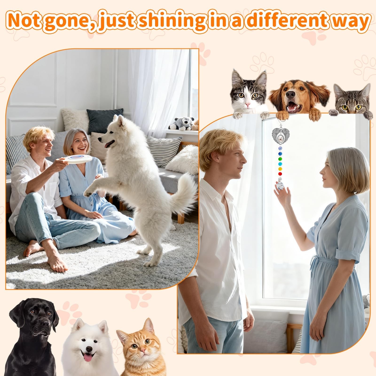 Pet Memorial Gifts for Dogs, Pet Memorial Suncatcher for Loss of Dog Cats Pas…