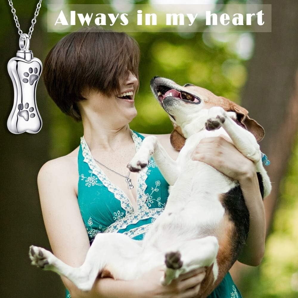 Unique Paw and Bone Urn Necklace for Pets – 925 Sterling Silver Keepsake Jewelry