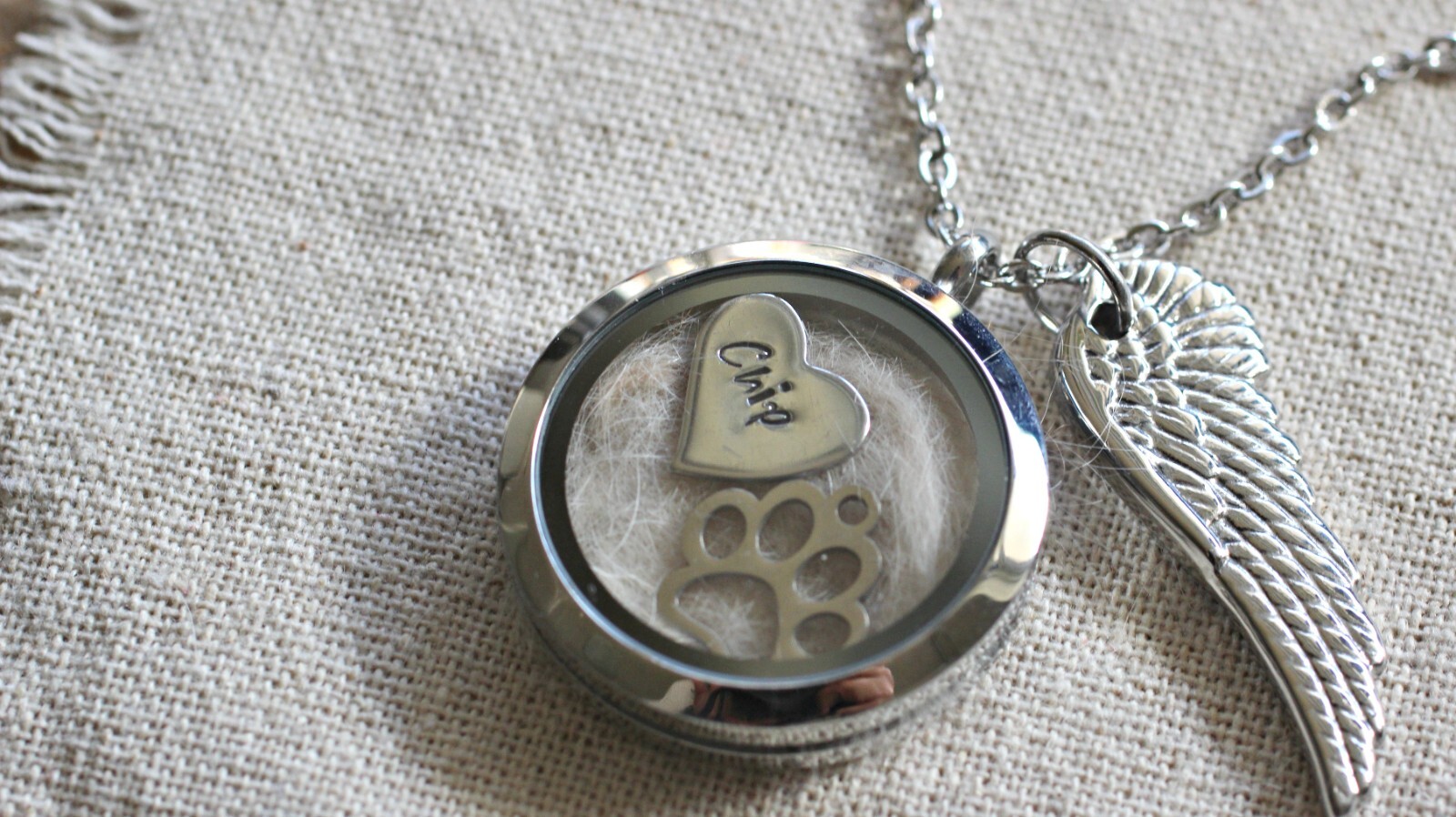 Personalised Pet Loss Keepsake, Dog Fur Locket, Cat Memorial, Pet Hair Necklace