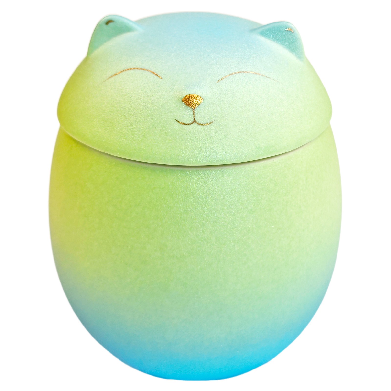 Blue-Green Gradient L Smiley Cat Shaped Pet Urn For Small Dog And Cat Ashes