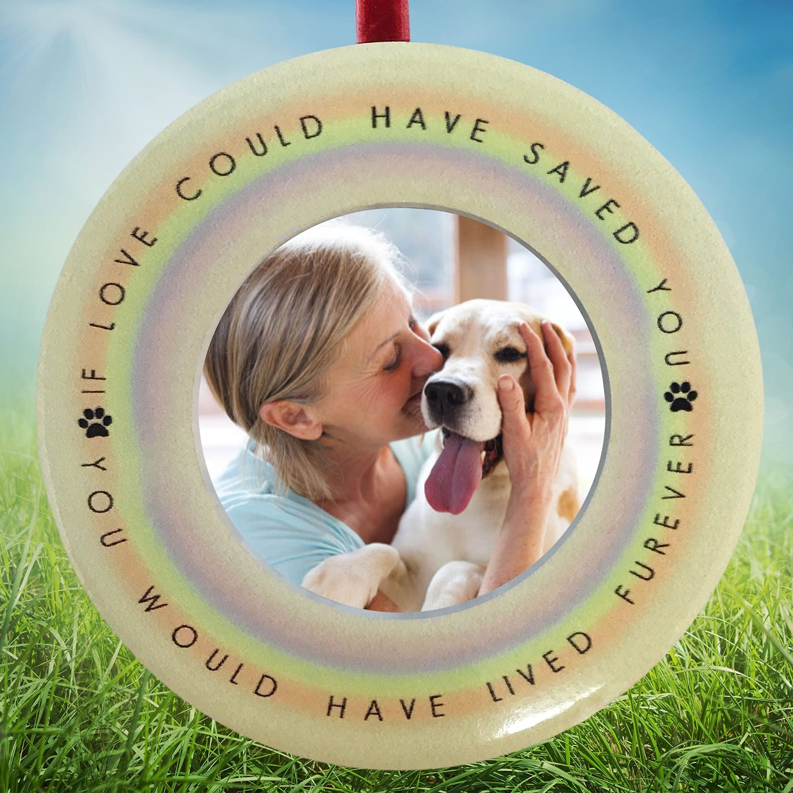 Pet Memorial Photo Ornament with Picture Frame – “If Love Could Have