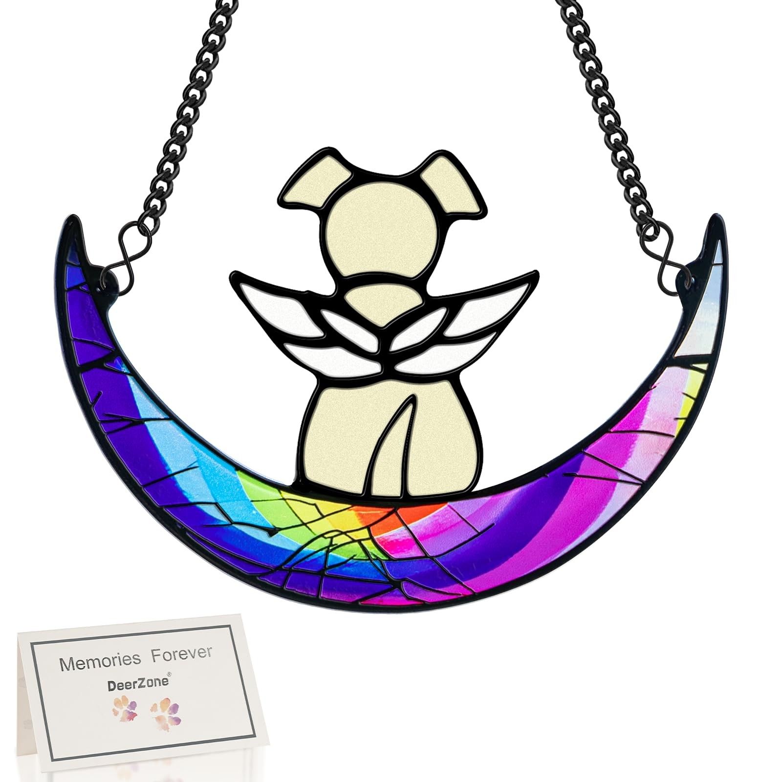 Stained Glass Dog Memorial Gifts,Dog Angel Memorial Suncatcher,Pet Memorial G…