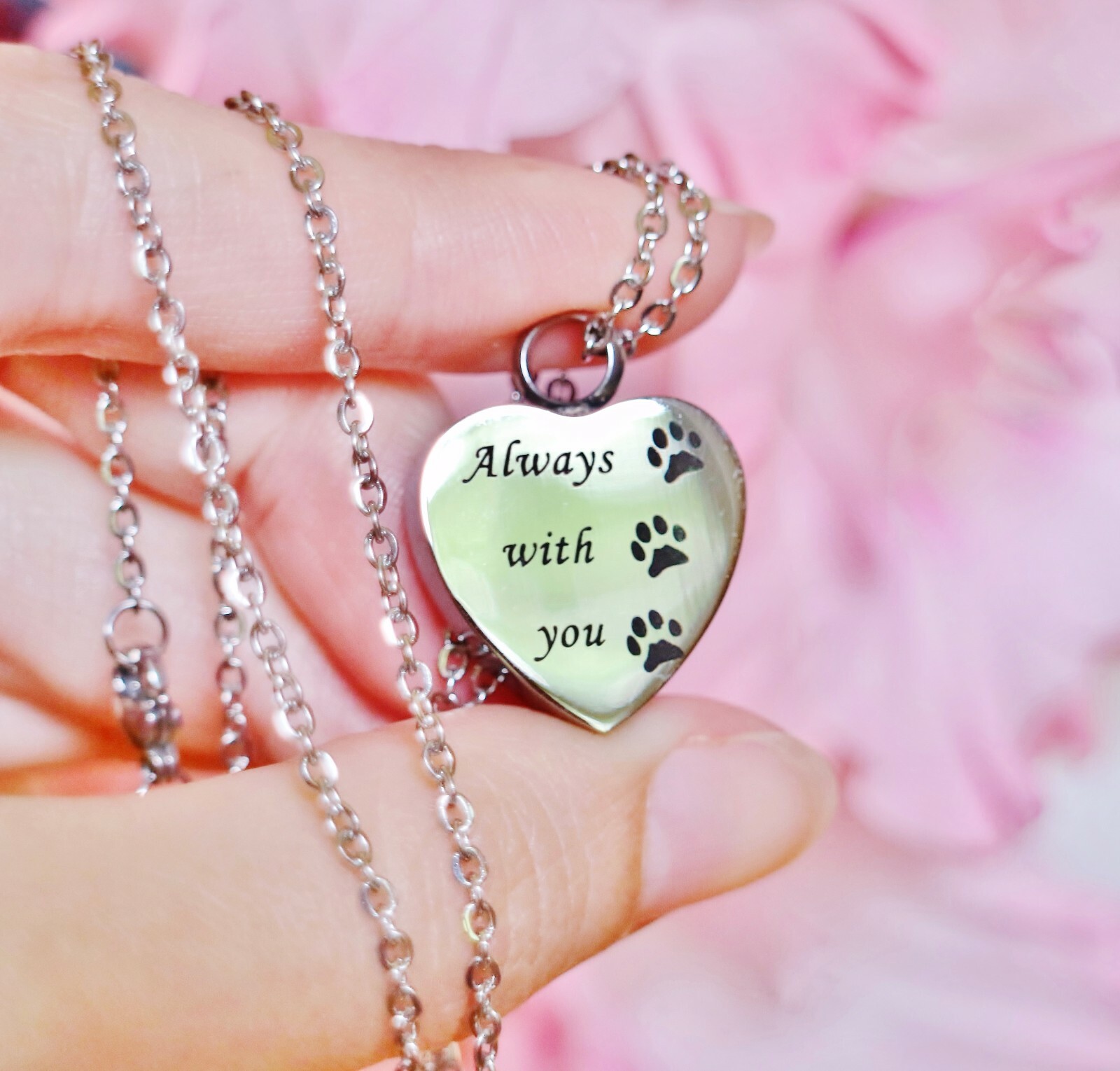 Pet Cremation Pendant Urn Keychain 1″ Key Ring Dog Cat Ashes Always With You Paw