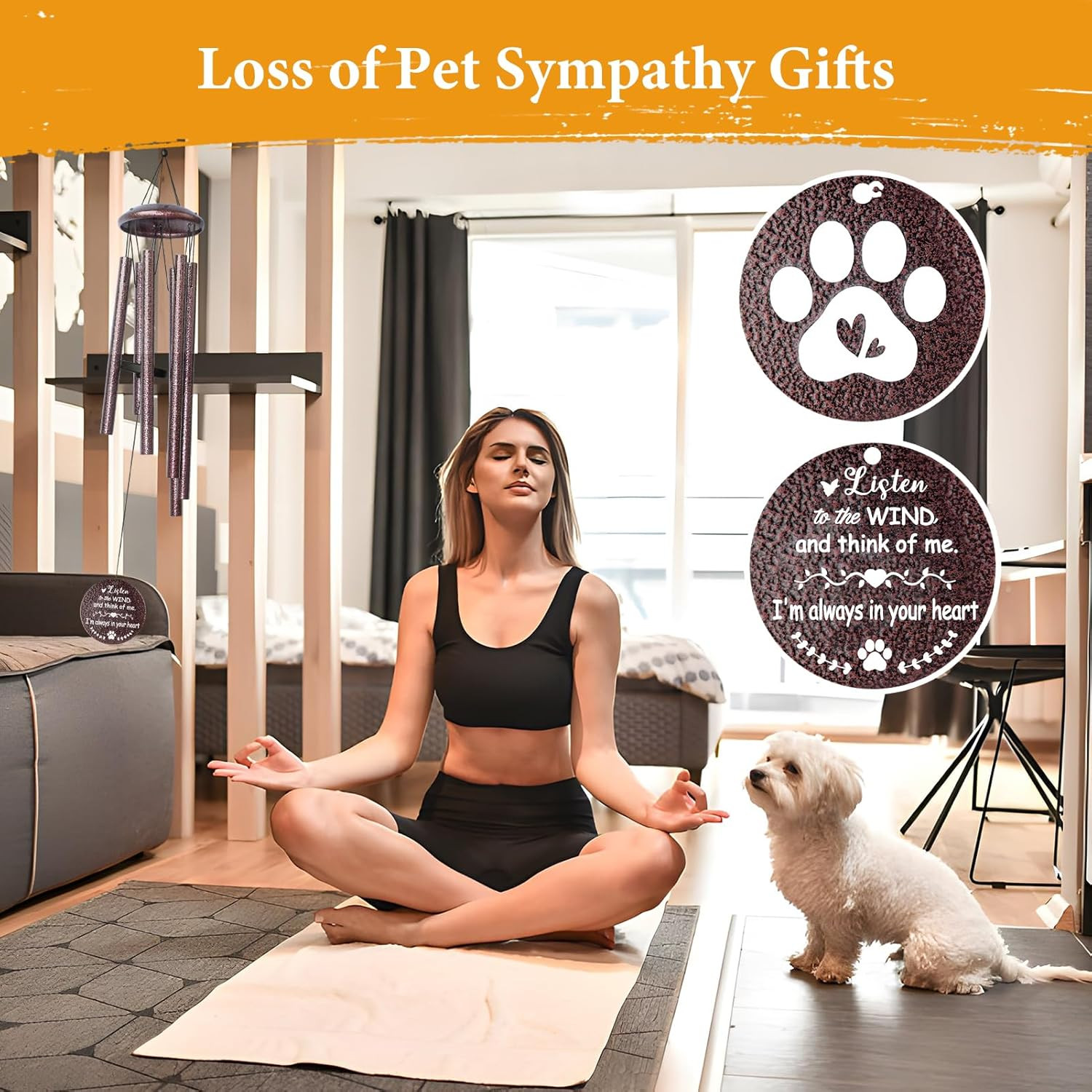 Pet Memorial Gifts for Loss of Dog, 25 Inch Pet Memorial Wind Chimes, Loss of Do