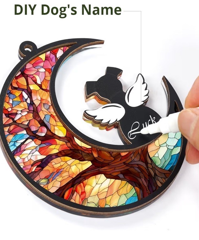 Dog Memorial Gifts for Loss of Dog, 2-Layer DIY Dog Angel Memorial Suncatcher