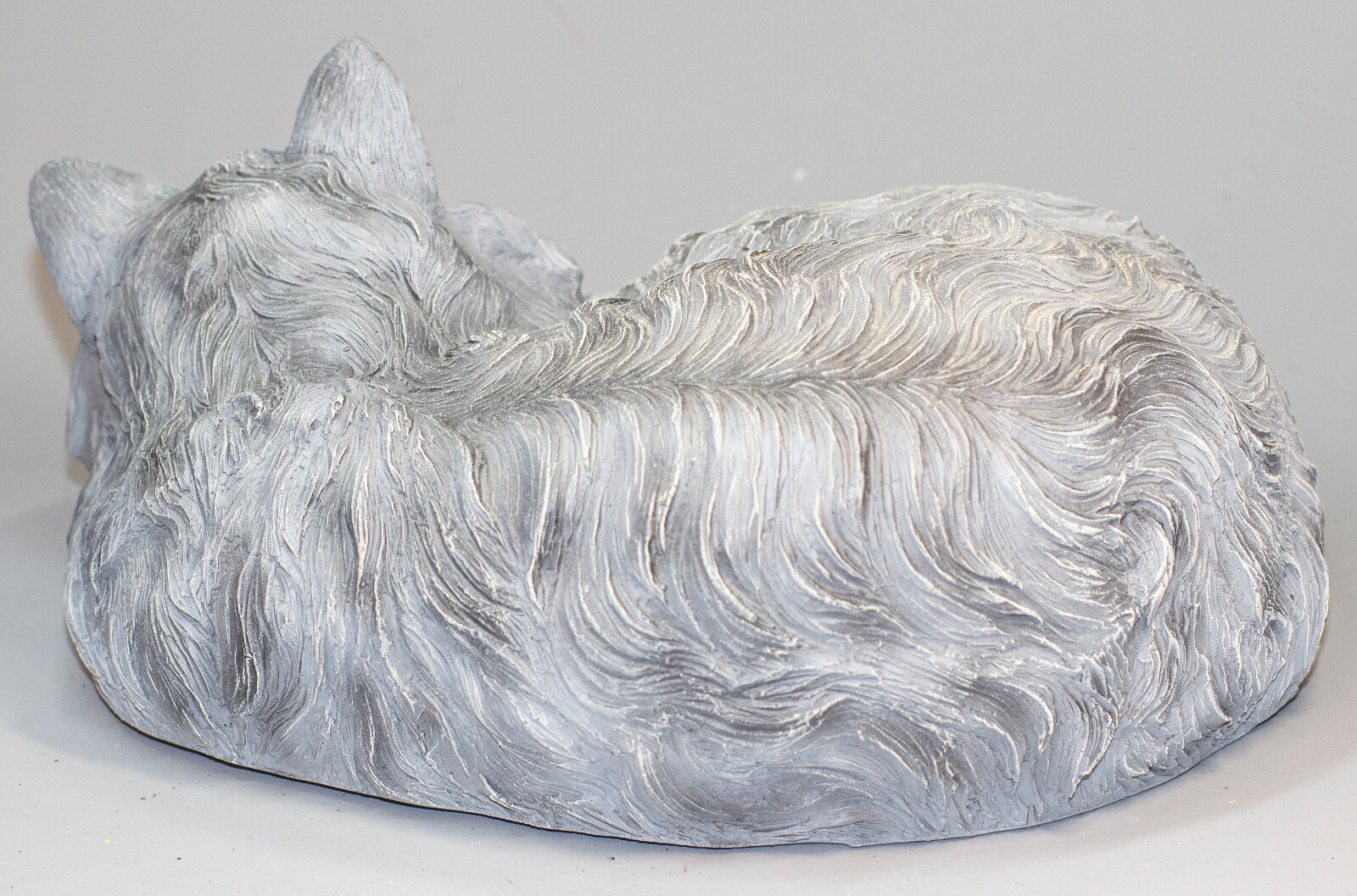 Gray Longhaired Cat Cremation Urn Ashes Memorial Statue Pet Loss Funeral Tribute