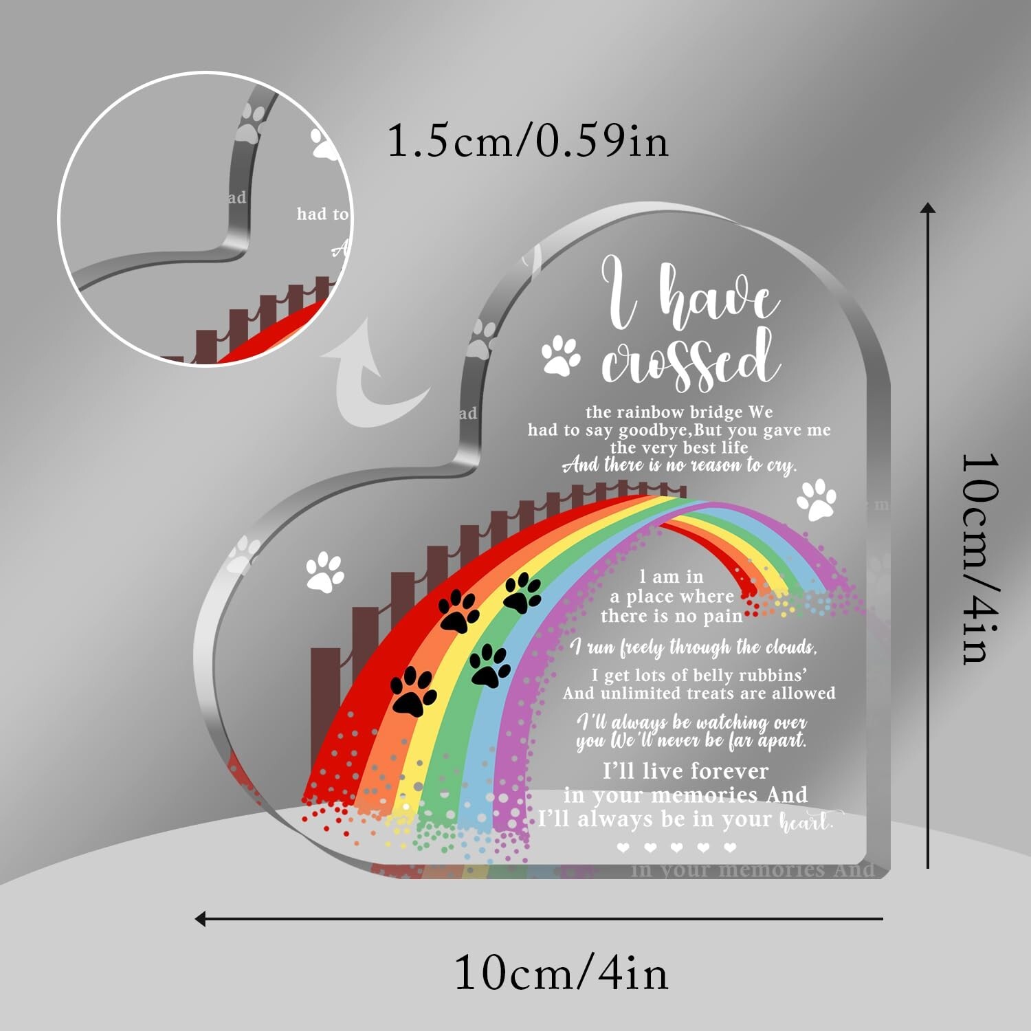 Pet Memorial Acrylic Rainbow Bridge Decorations – Sympathy Gifts for Loss of …