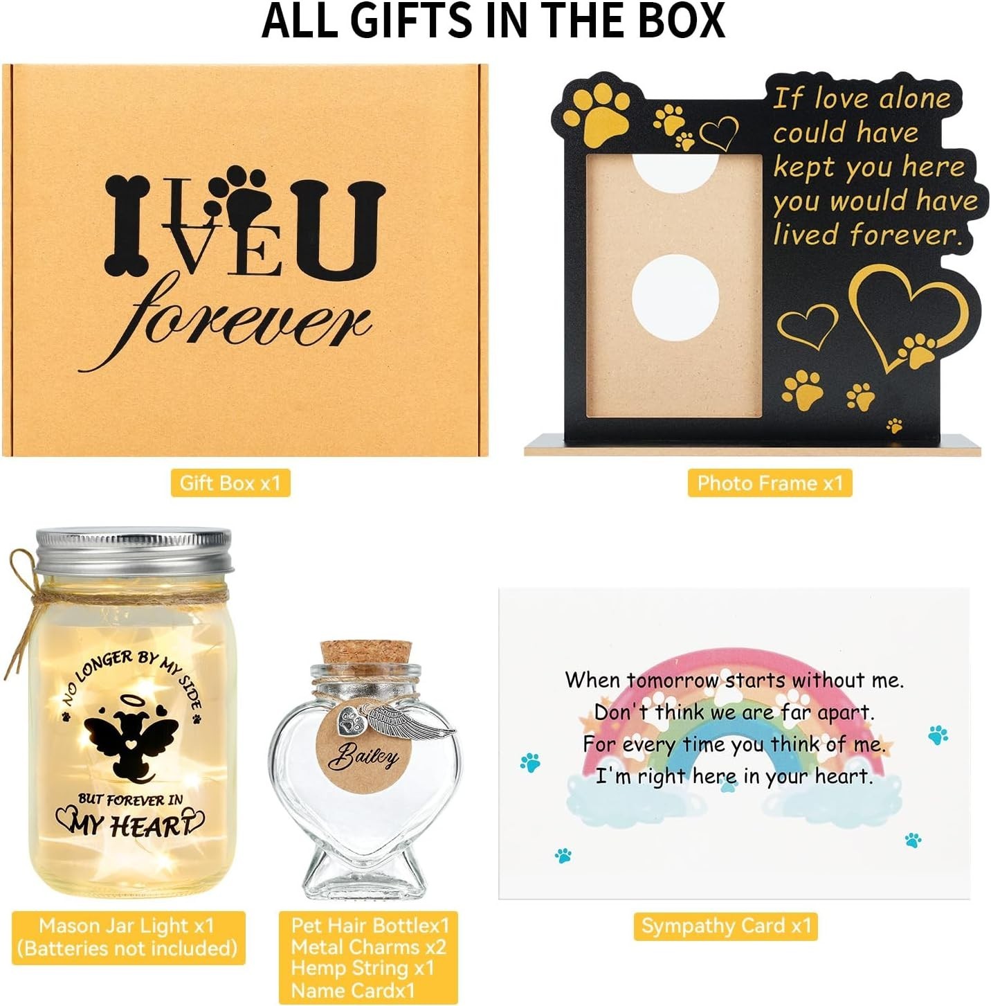 Pet Memorial Gift for Dogs Cats, Pet Loss Gift, Sympathy Gift Set for Cats Dog