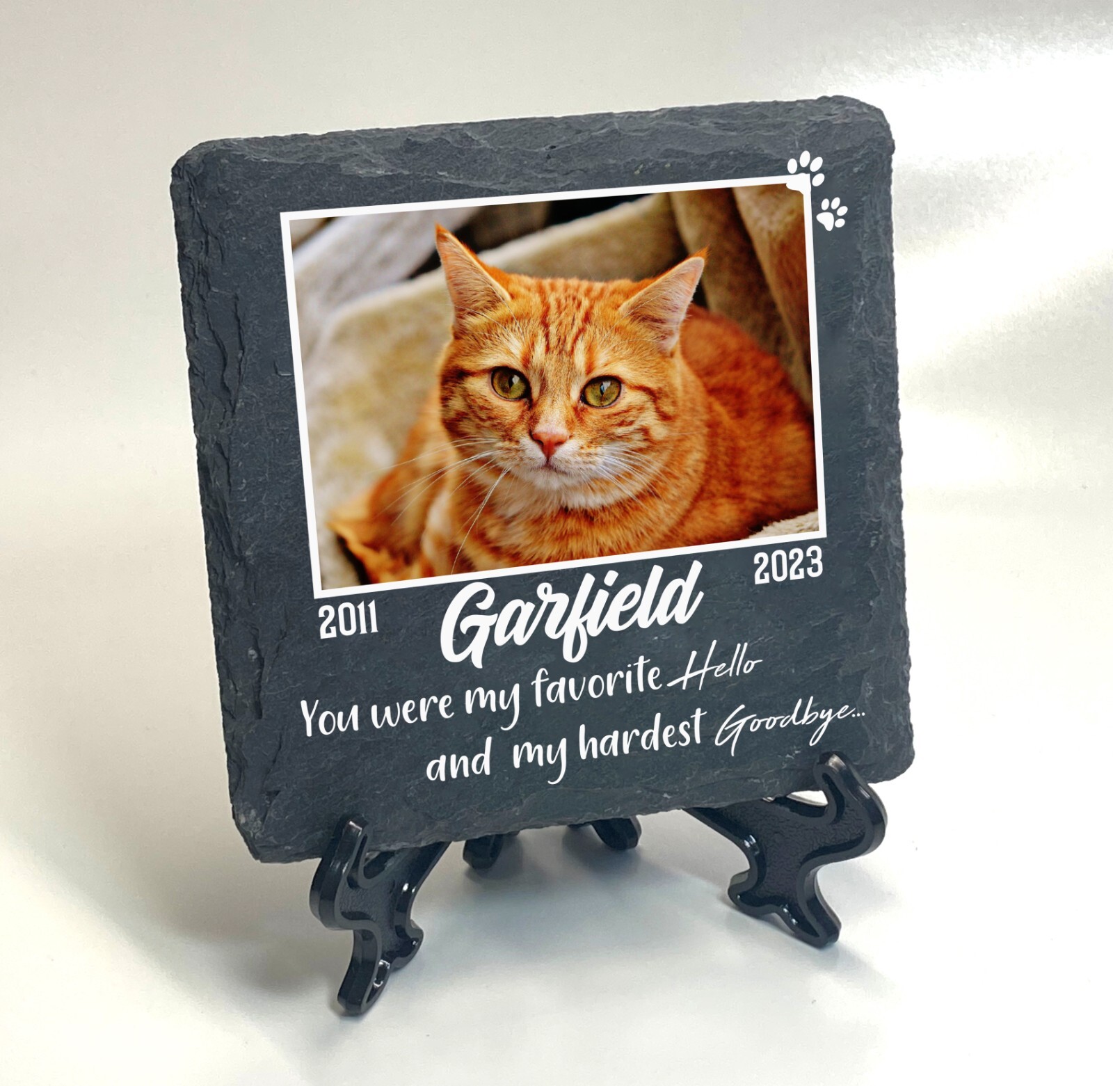 Personalised Pet Memorial Cat Grave marker Keepsake Slate Dog Tombstone 4”x4”