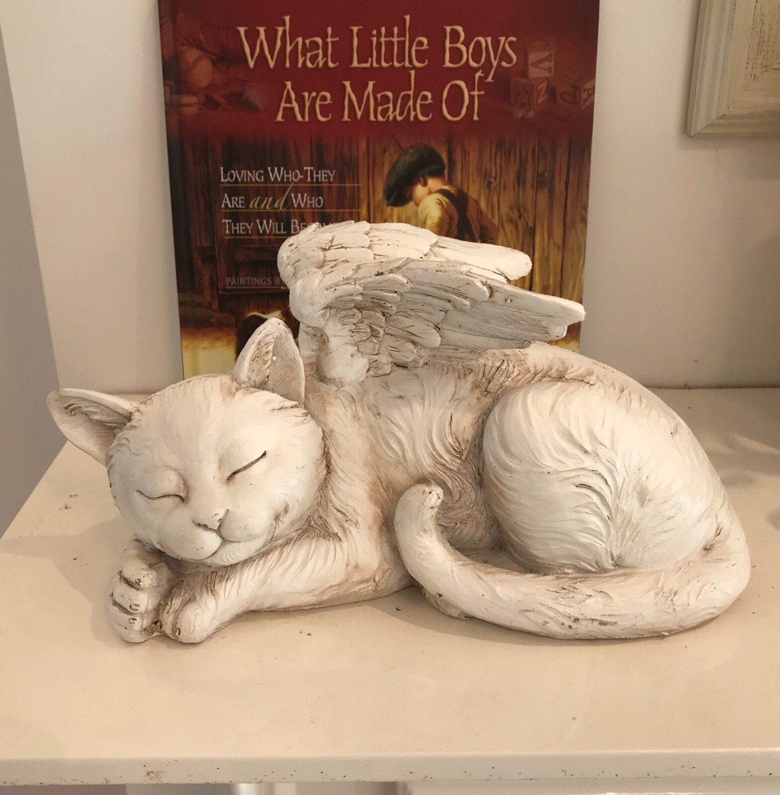 ~❤️~DOG MEMORIAL Plaque Sleeping Pet On Heart wings Angel Statue Figurine ❤️