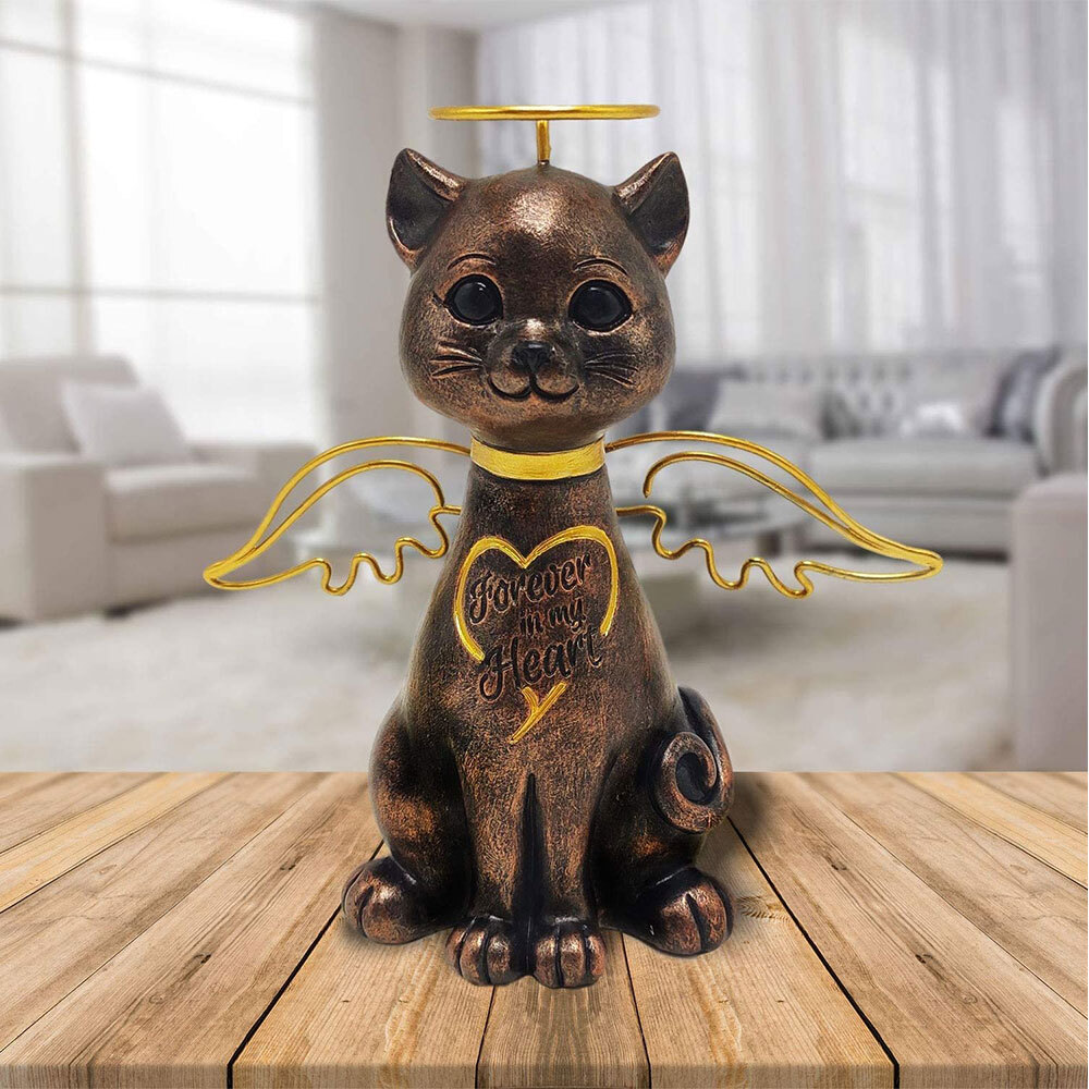“Forever in my Heart” Pet Dog Cat Memorial Polyresin Statue With Angel Wing Gift