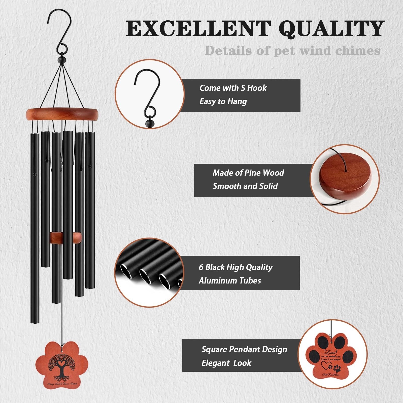 VENBEEL Pet Memorial Wind Chime, 28″ Dog Memorial Gifts for Loss of Dog, Pet …