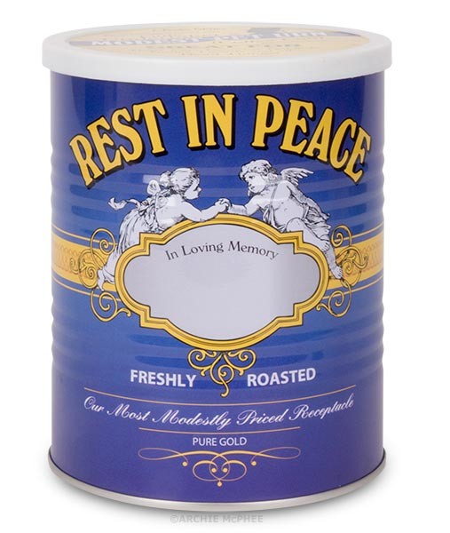 MODEST PET URN – Rest in Peace Cheap Funeral Service in a Can! – Archie McPhee