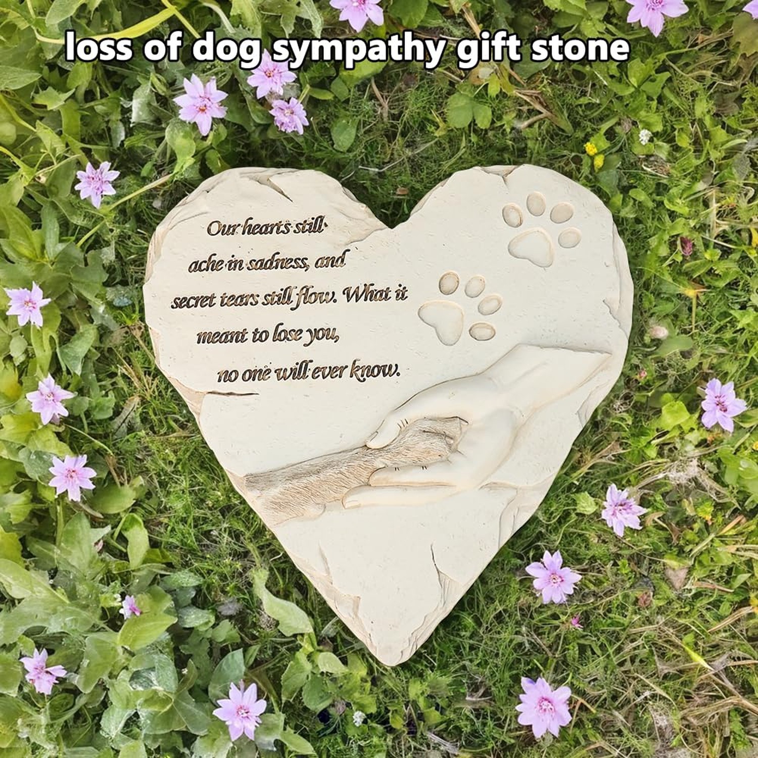 jinhuoba Dog Pet Memorial Stones, Heart-Shaped Loss of Pet Dog Grave Stone He…