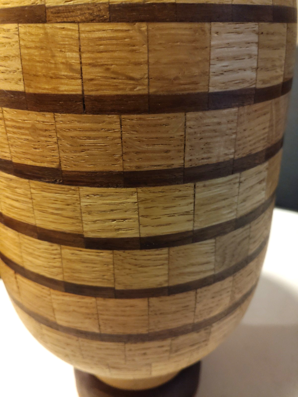Oak Walnut Wood Cremation Urn Spaceship Segmented Hand Turned Pet